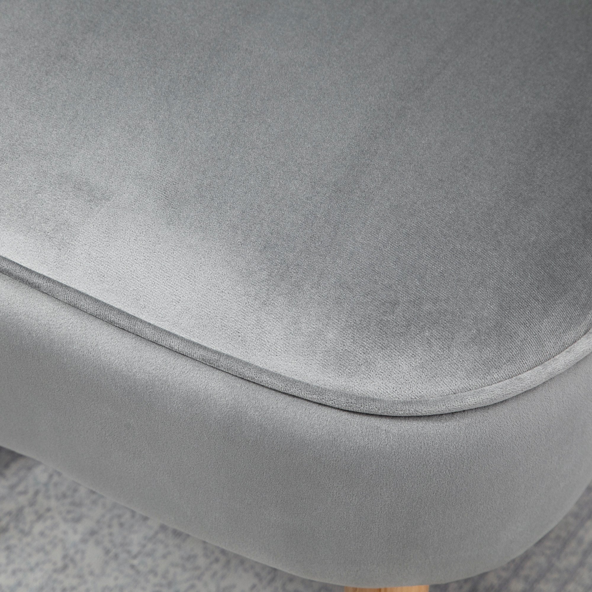 HOMCOM Velvet Accent Chair Occasional Tub Seat Padding Curved Back with Ottoman Wood Frame Legs Home Furniture Light Grey - North Peak Garden Furniture