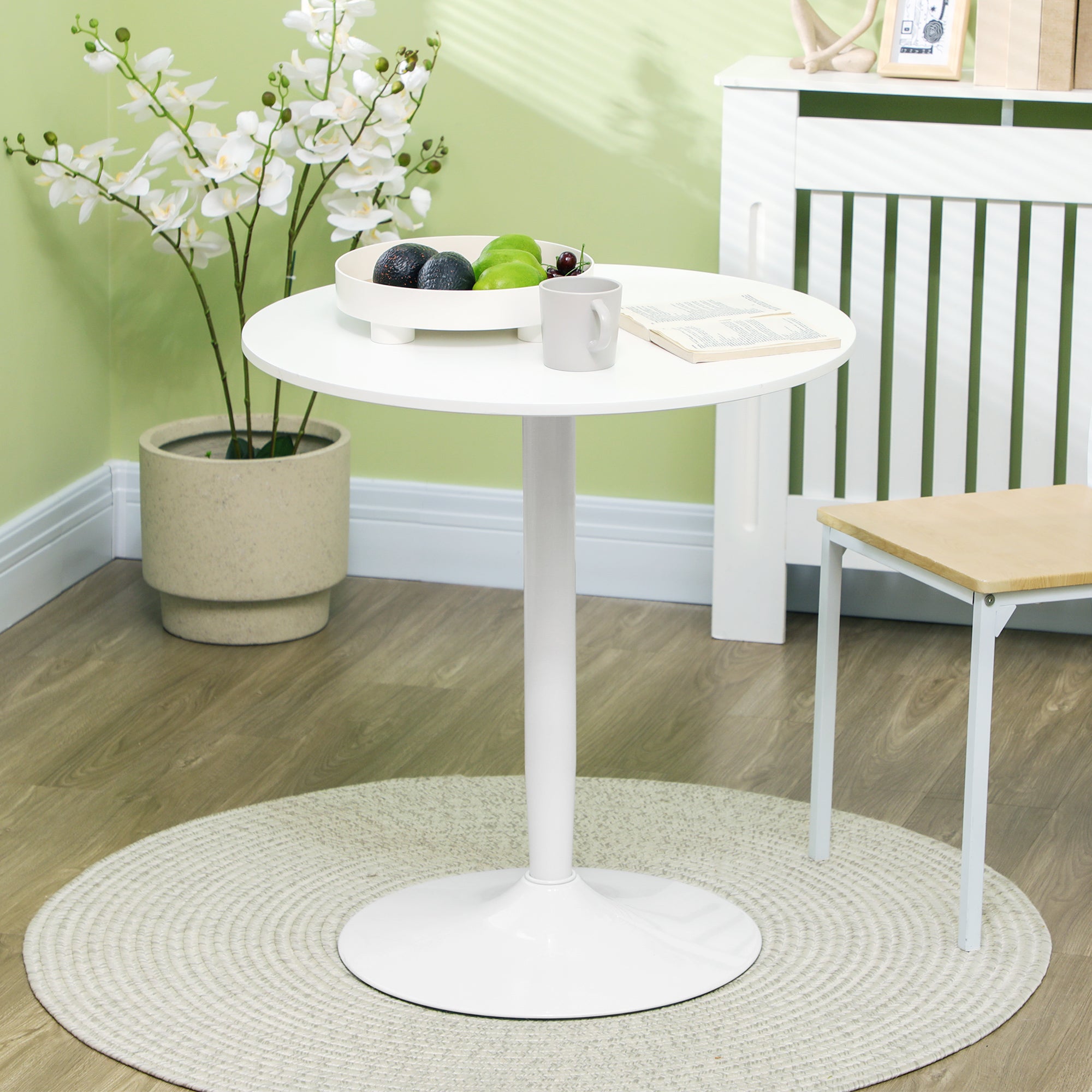 HOMCOM 75H x Φ70cm Two-Person Minimalistic Dining Table - White - North Peak Garden Furniture