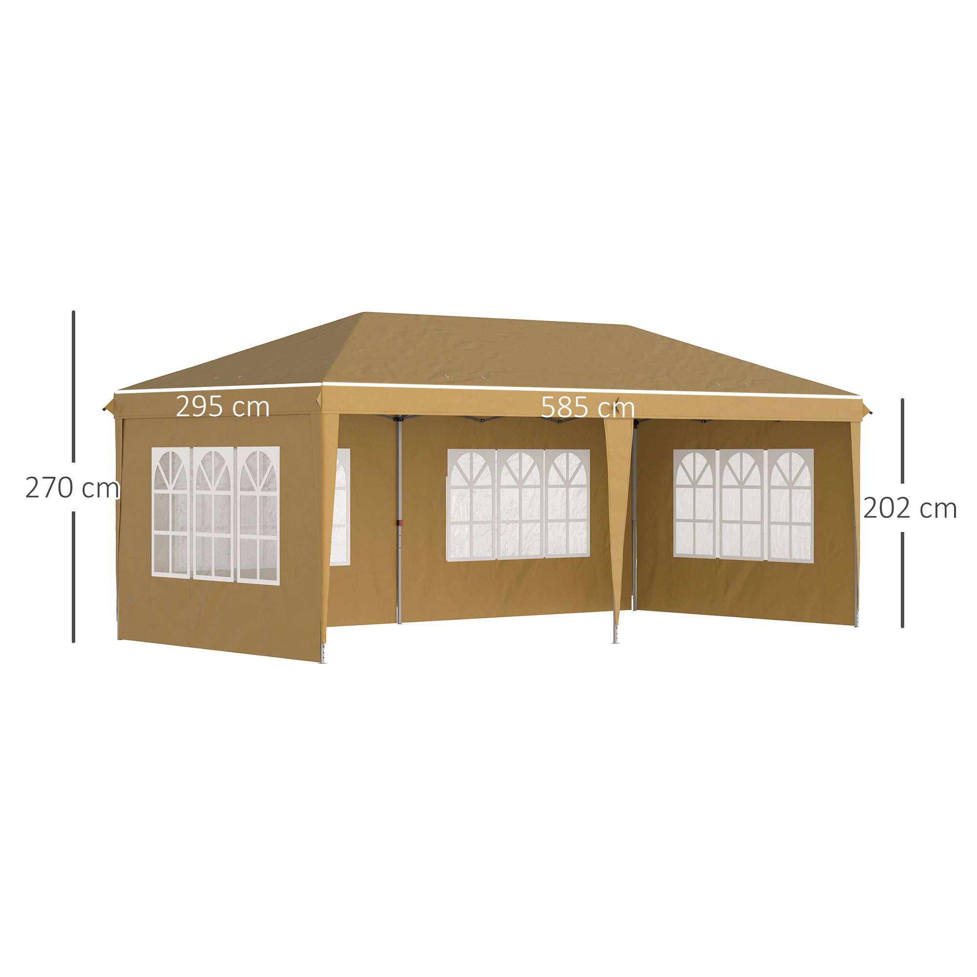 Outsunny 3 x 6m Pop-Up Gazebo, with Removable Walls - Khaki - North Peak Garden Furniture