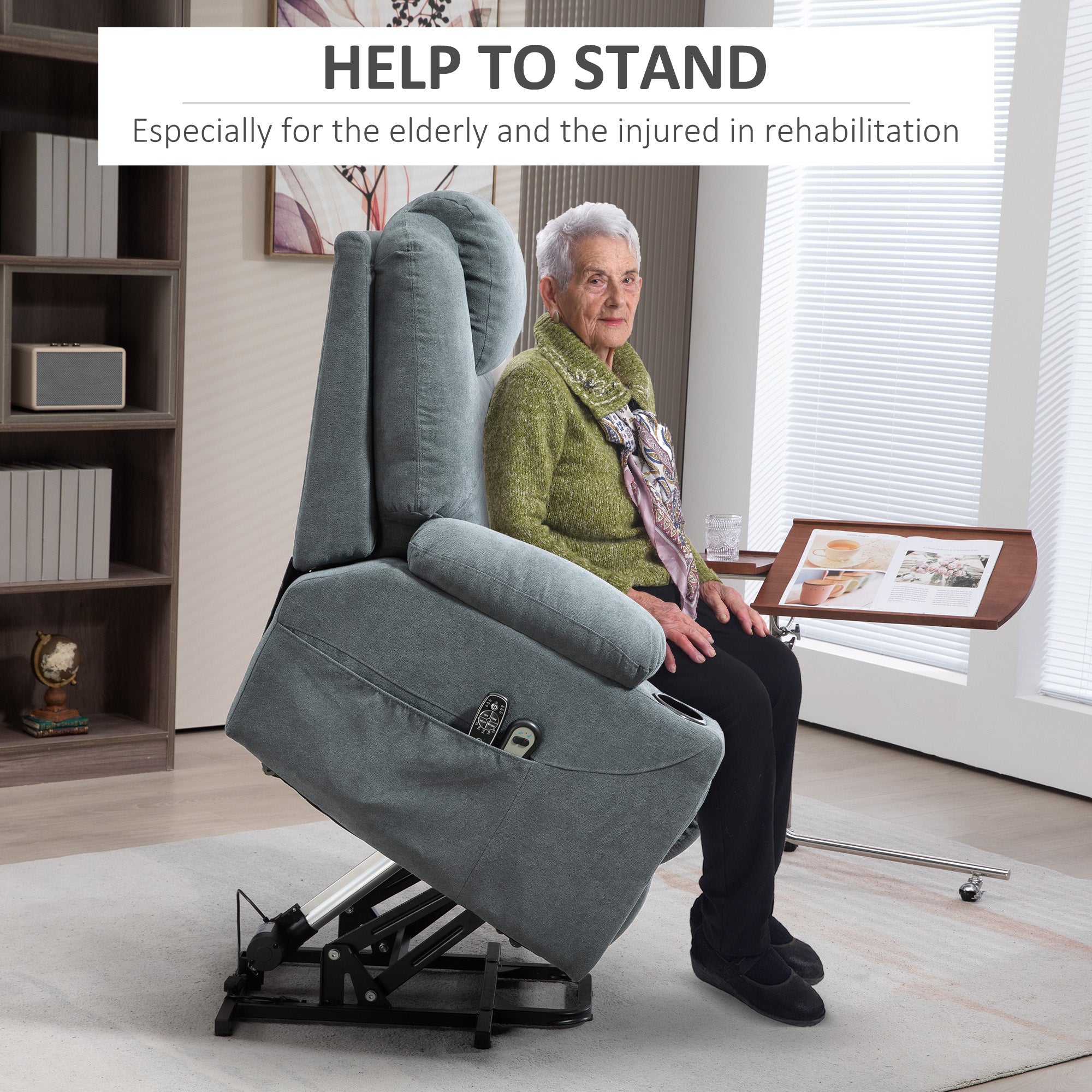 HOMCOM Lift-And-Recline Massage Armchair, with Heat - Grey - North Peak Garden Furniture