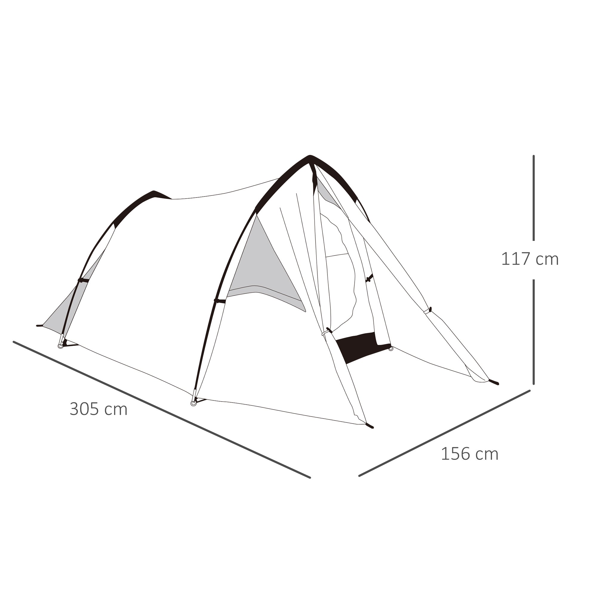 Outsunny Camping Dome Tent Double Layer Backpacking Tent Large for 1-2 Person with Weatherproof Vestibule Windows Lightweight for Fishing, Hiking