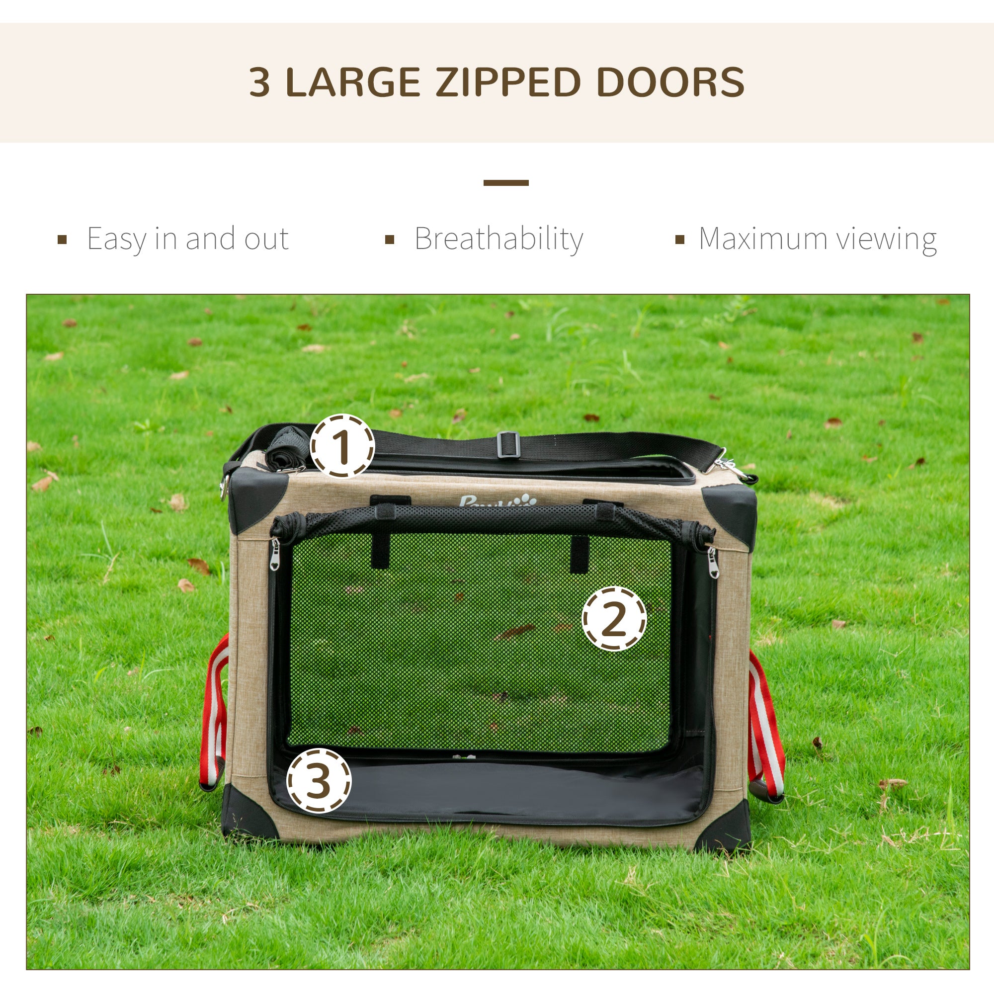 PawHut Foldable Pet Carrier, with Cushion, for Small Dogs and Cats - North Peak Garden Furniture