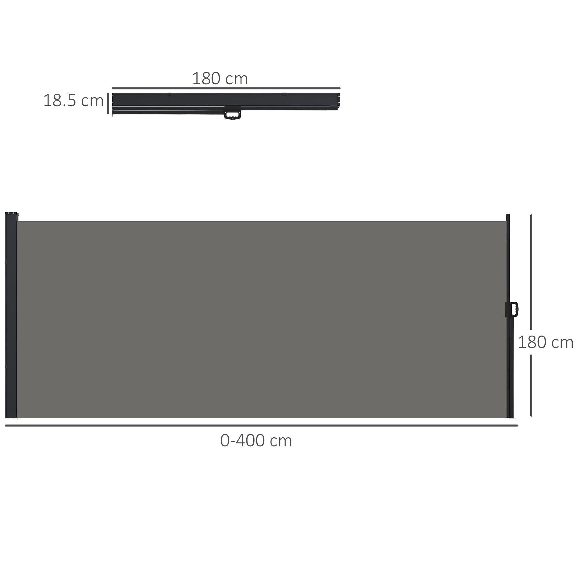 Outsunny Retractable Side Awning, Outdoor Privacy Screen for Garden, Hot Tub, Balcony, Terrace, Pool, 400 x 180cm, Dark Grey - North Peak Garden Furniture