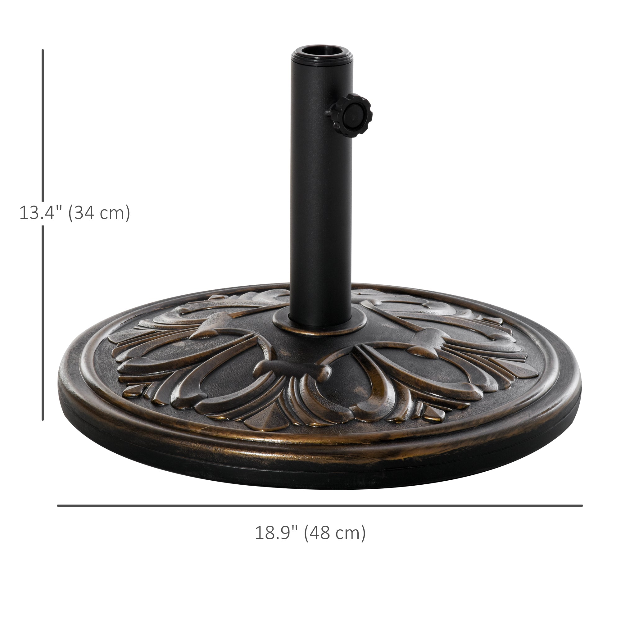 Outsunny 13kg Round Umbrella Base Outdoor Parasol Base Weight Stand Holder for Outdoor Garden Bronze Tone - North Peak Garden Furniture