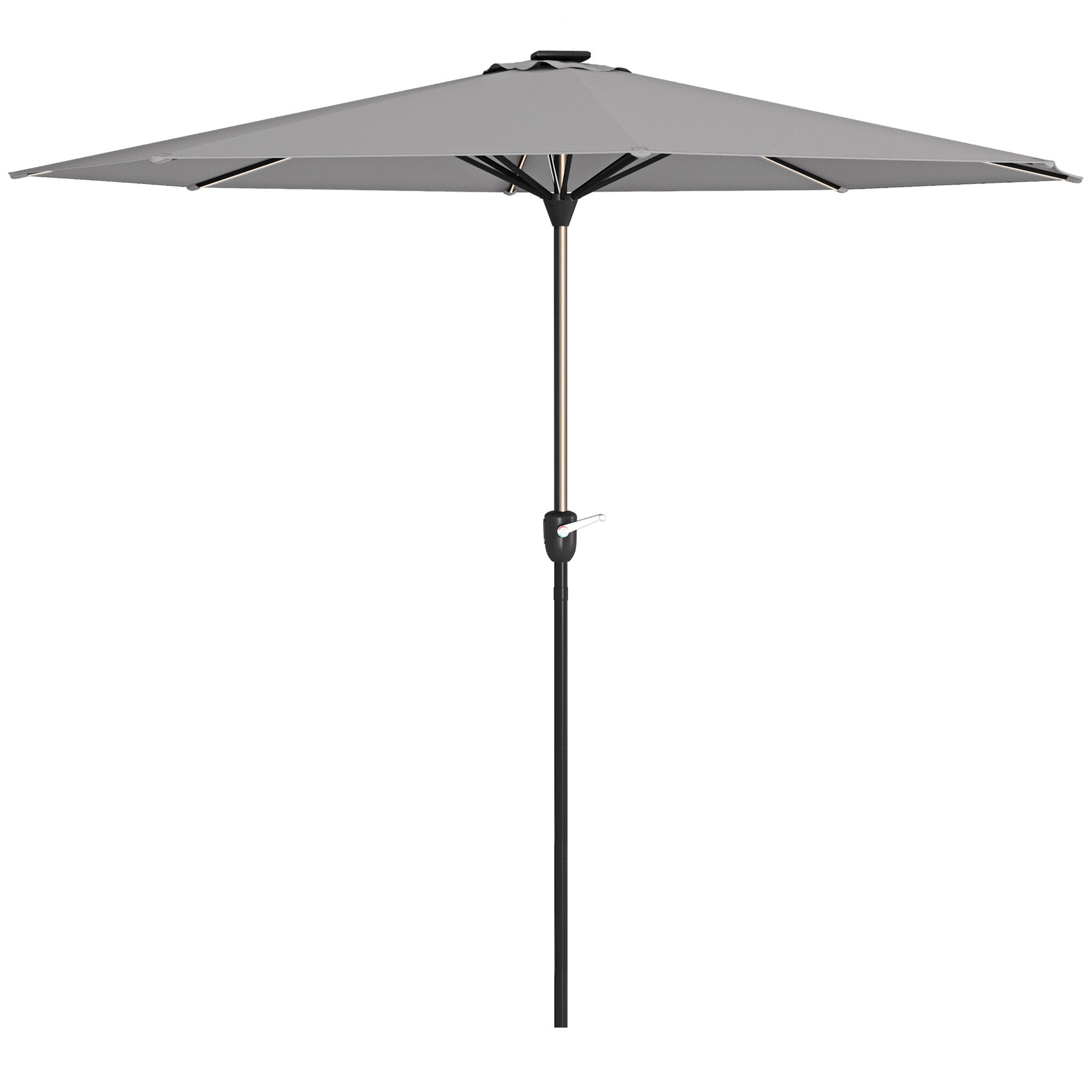 Outsunny 2.65m Garden Parasol, with LED Lights - Light Grey