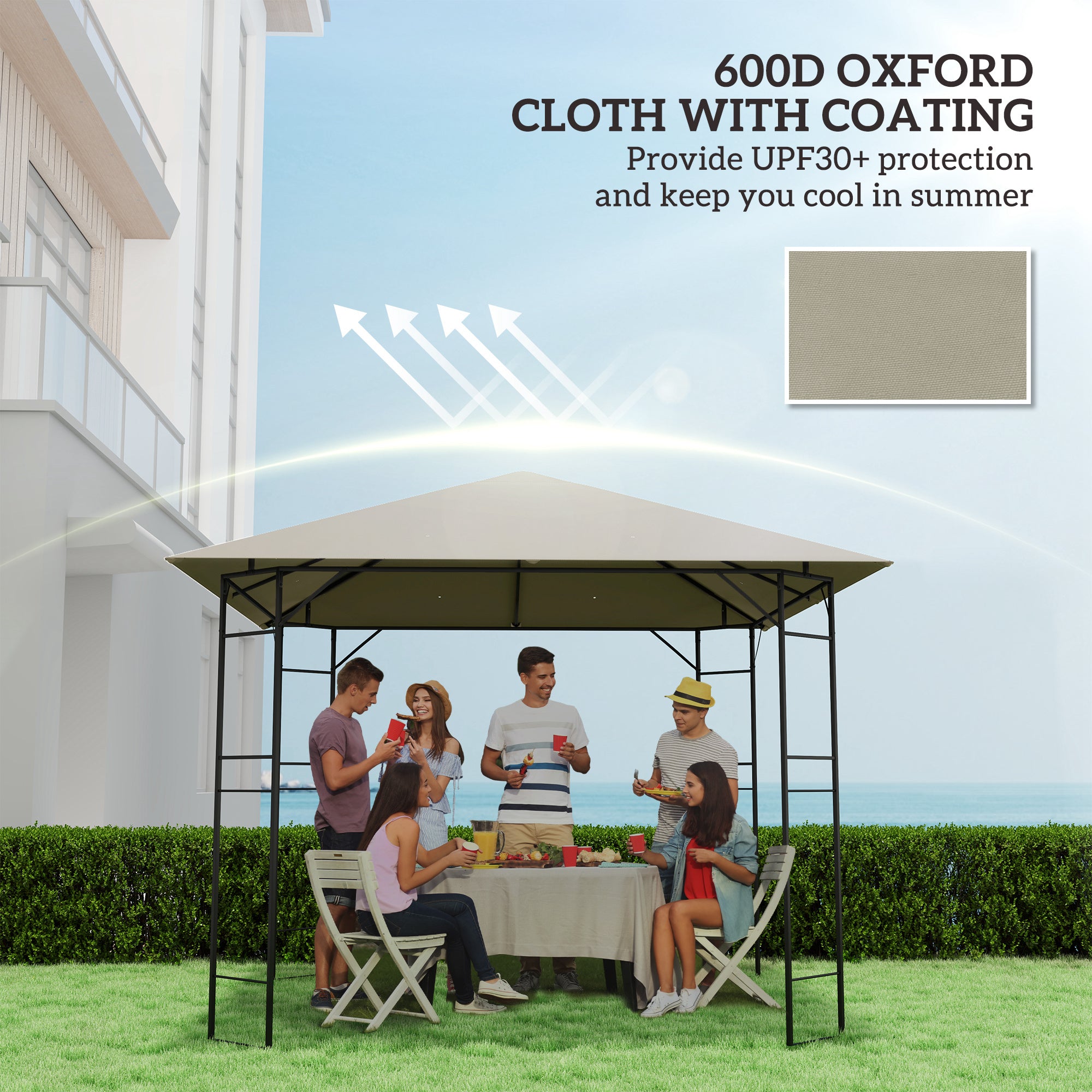 Outsunny 3 x 3(m) Gazebo Canopy Replacement, for 01-0867 - Grey