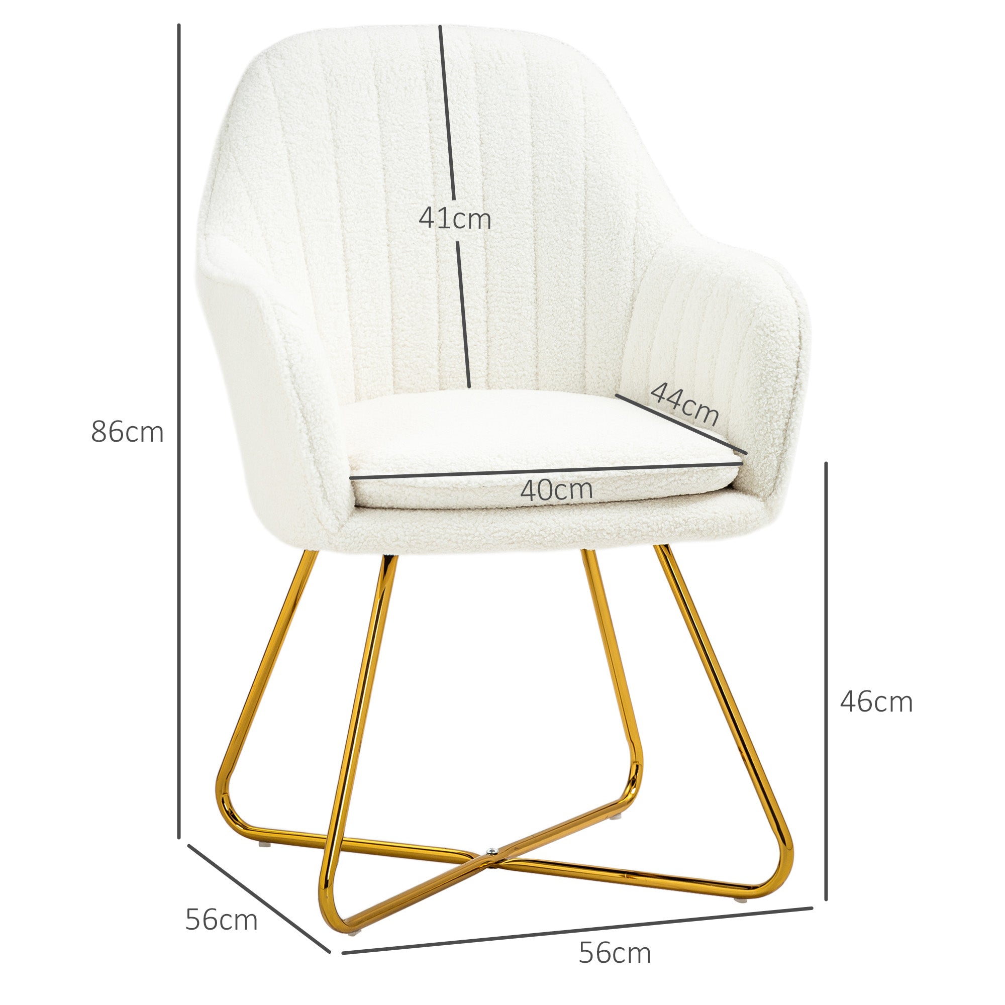 HOMCOM Set of Two Sherpa Fleece Dining Chairs - Cream - North Peak Garden Furniture