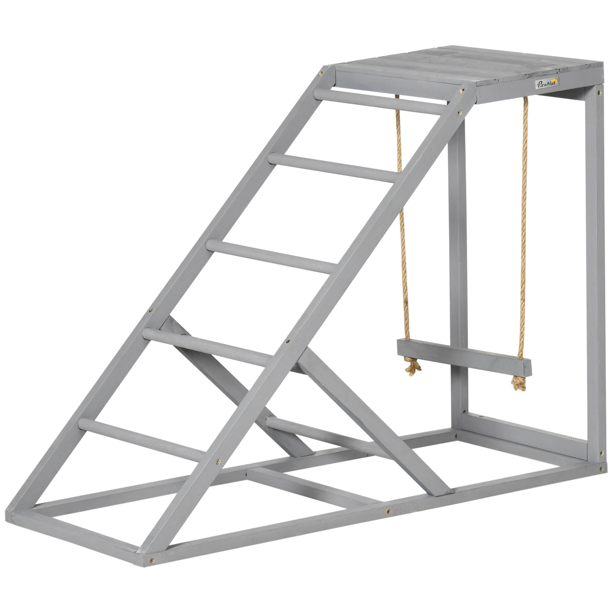 PawHut Wooden Chicken Coop Toy with Swing, Ladder, Platform, Grey - North Peak Garden Furniture