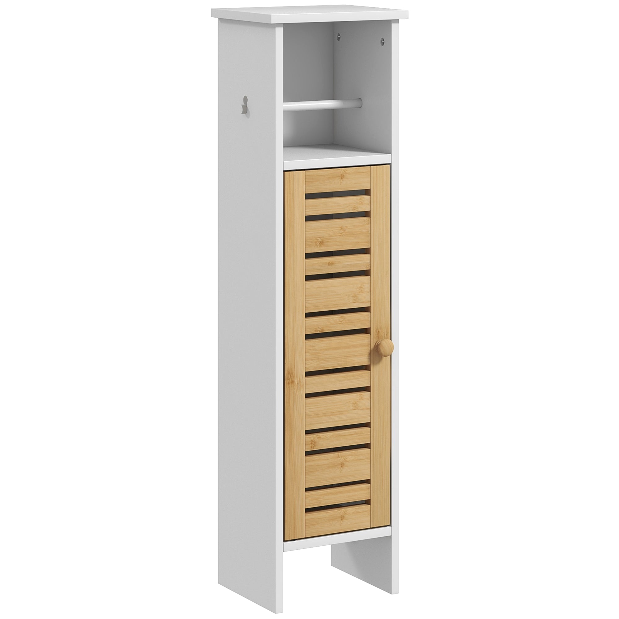 HOMCOM Bathroom Cabinet with Toilet Paper Holder - White - North Peak Garden Furniture