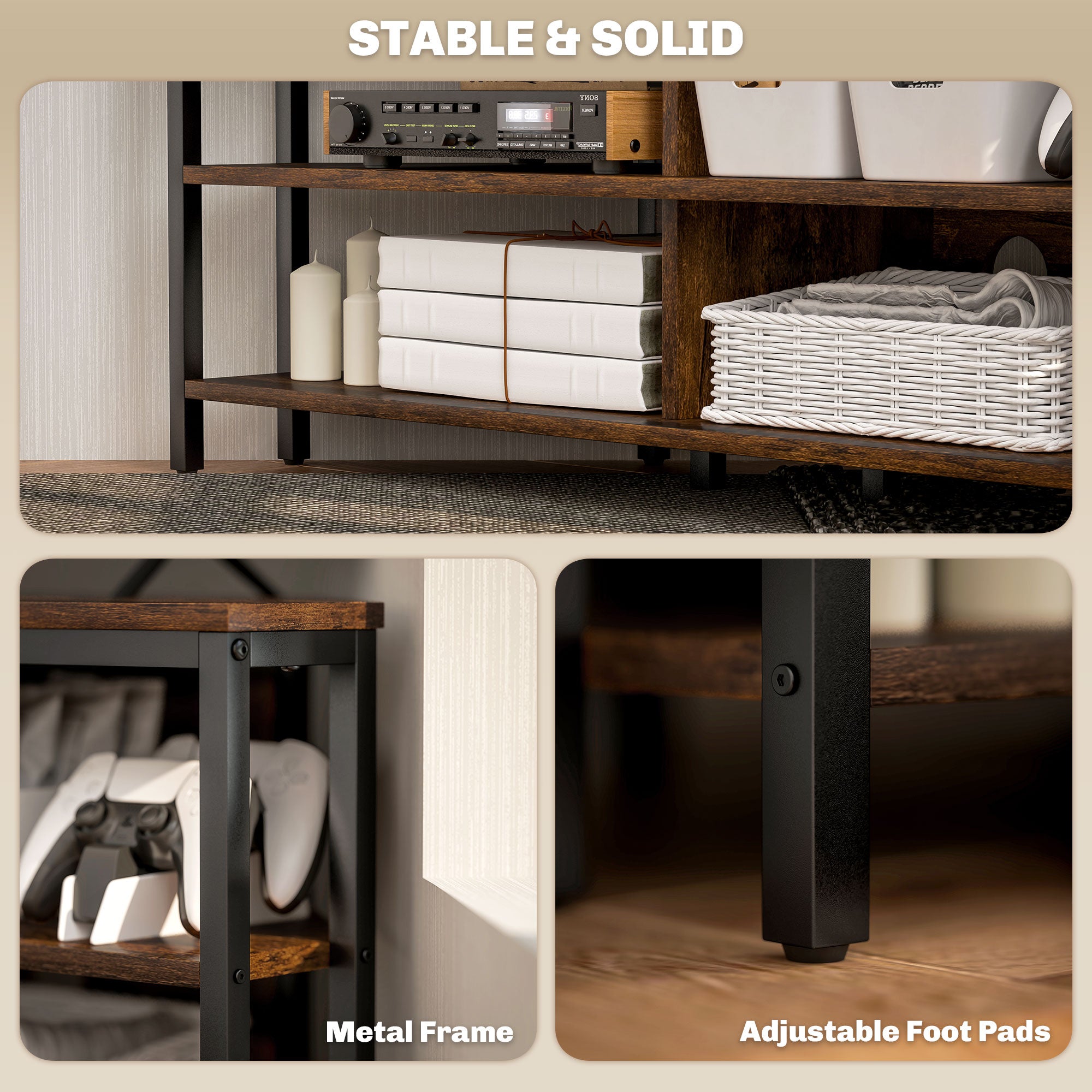 HOMCOM Industrial-Style Corner TV Unit - Black/Brown - North Peak Garden Furniture
