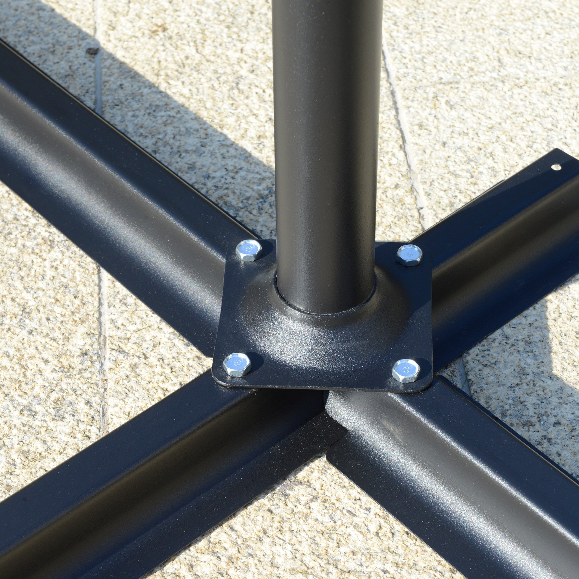 Outsunny 2.7m Garden Banana Parasol Cantilever Umbrella with Crank Handle and Cross Base for Outdoor, Hanging Sun Shade, Dark Grey - North Peak Garden Furniture