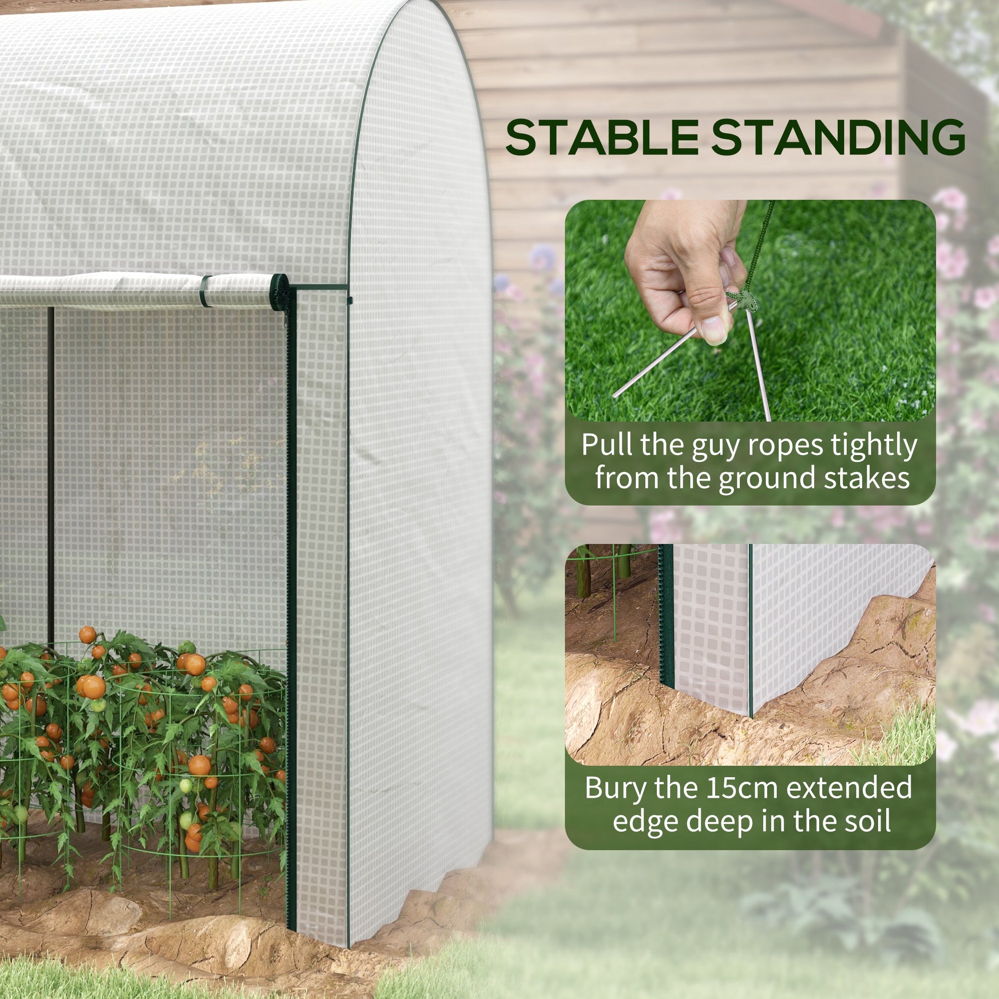Outsunny 200 x 100cm Walk-In Greenhouse, with Zipped Doors - White - North Peak Garden Furniture