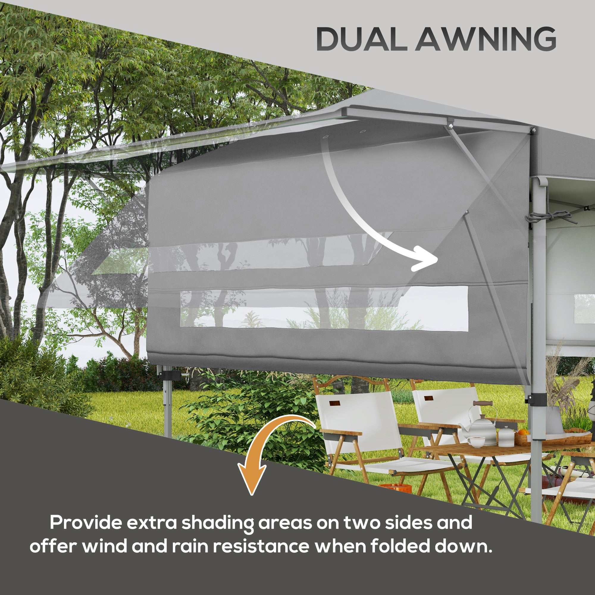 Outsunny 5 x 3m Height Adjustable Pop-Up Gazebo, with Accessories - Grey - North Peak Garden Furniture