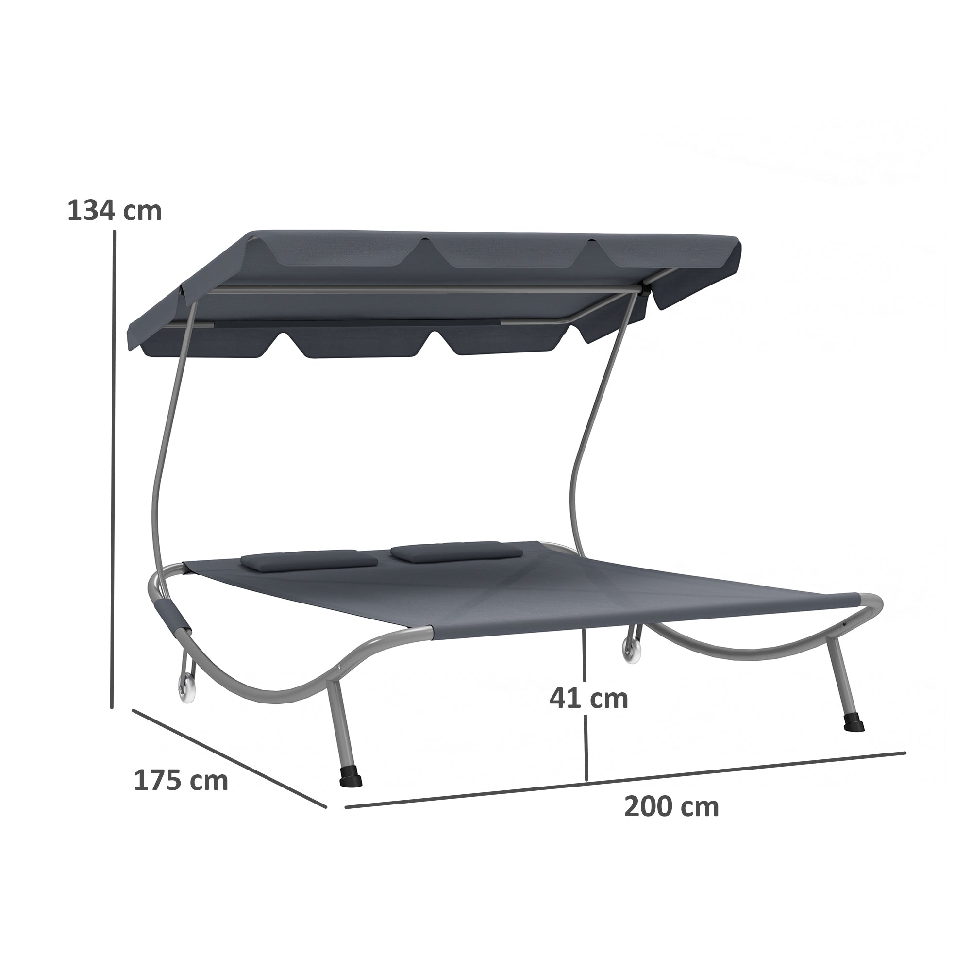 Outsunny Double Outdoor Bed, with Canopy - Light Grey - North Peak Garden Furniture