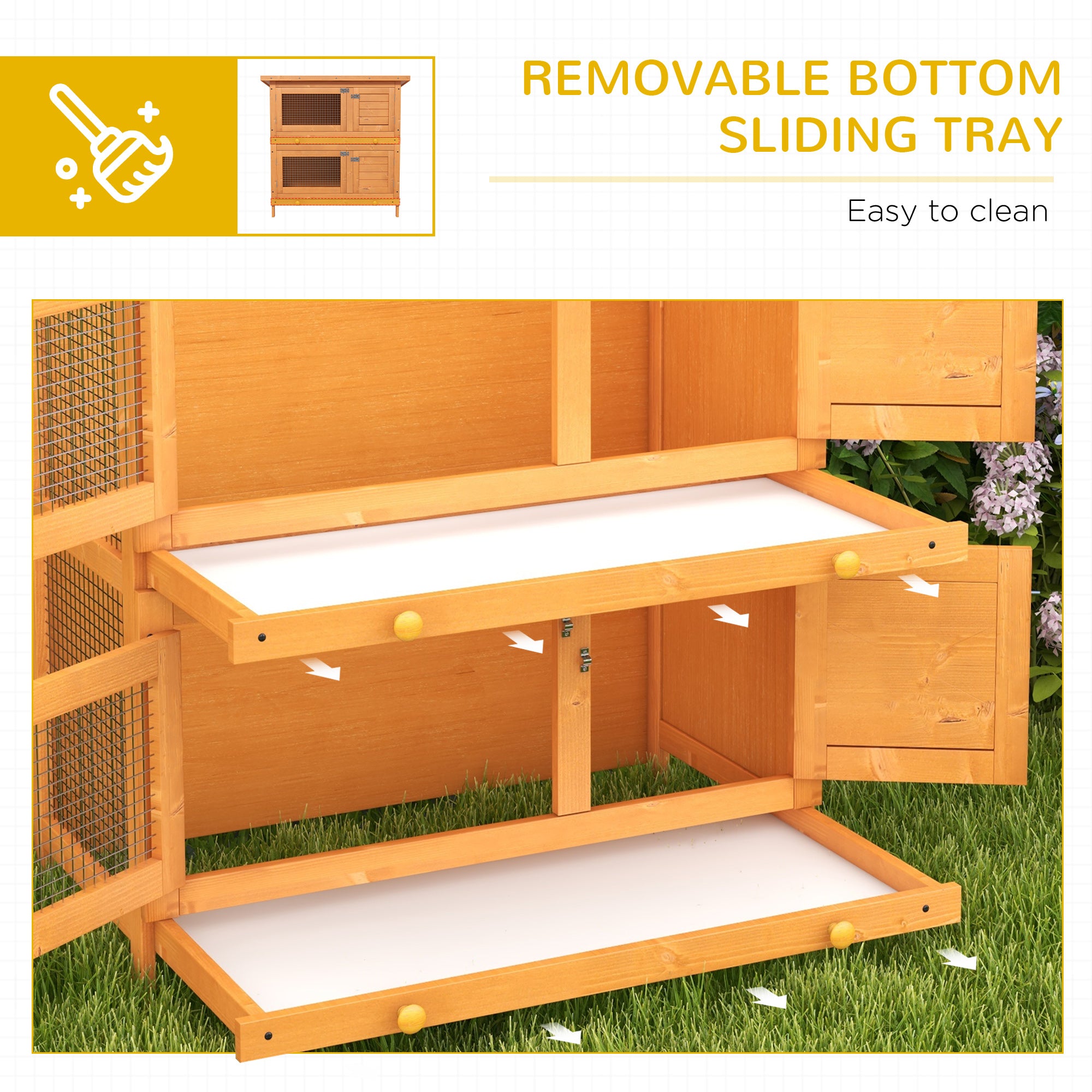 PawHut Rabbit Hutch Outdoor Guinea Pig Hutch Wooden Duck House Pet Cage with Opening Roof, 90 x 45 x 90cm - North Peak Garden Furniture