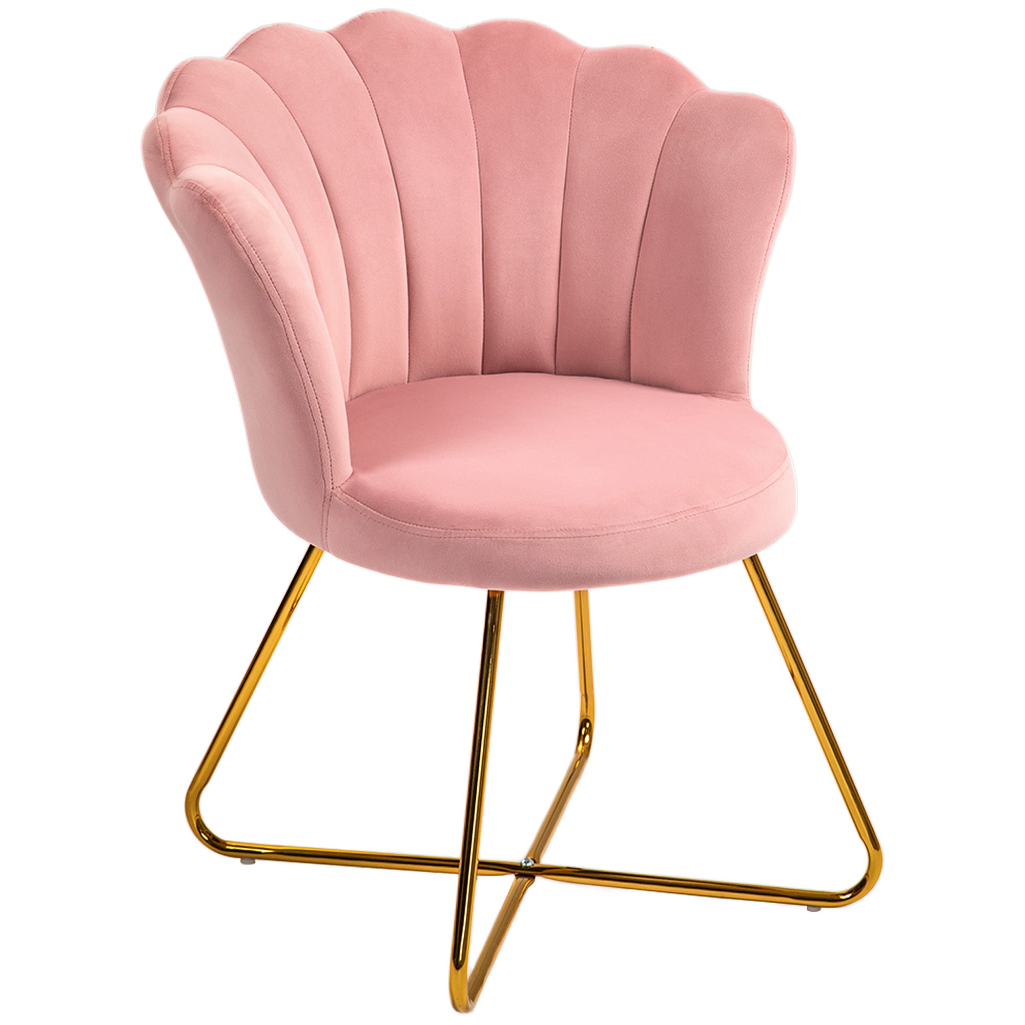 HOMCOM Velvet-Feel Lotus Petal Accent Chair - Pink - North Peak Garden Furniture