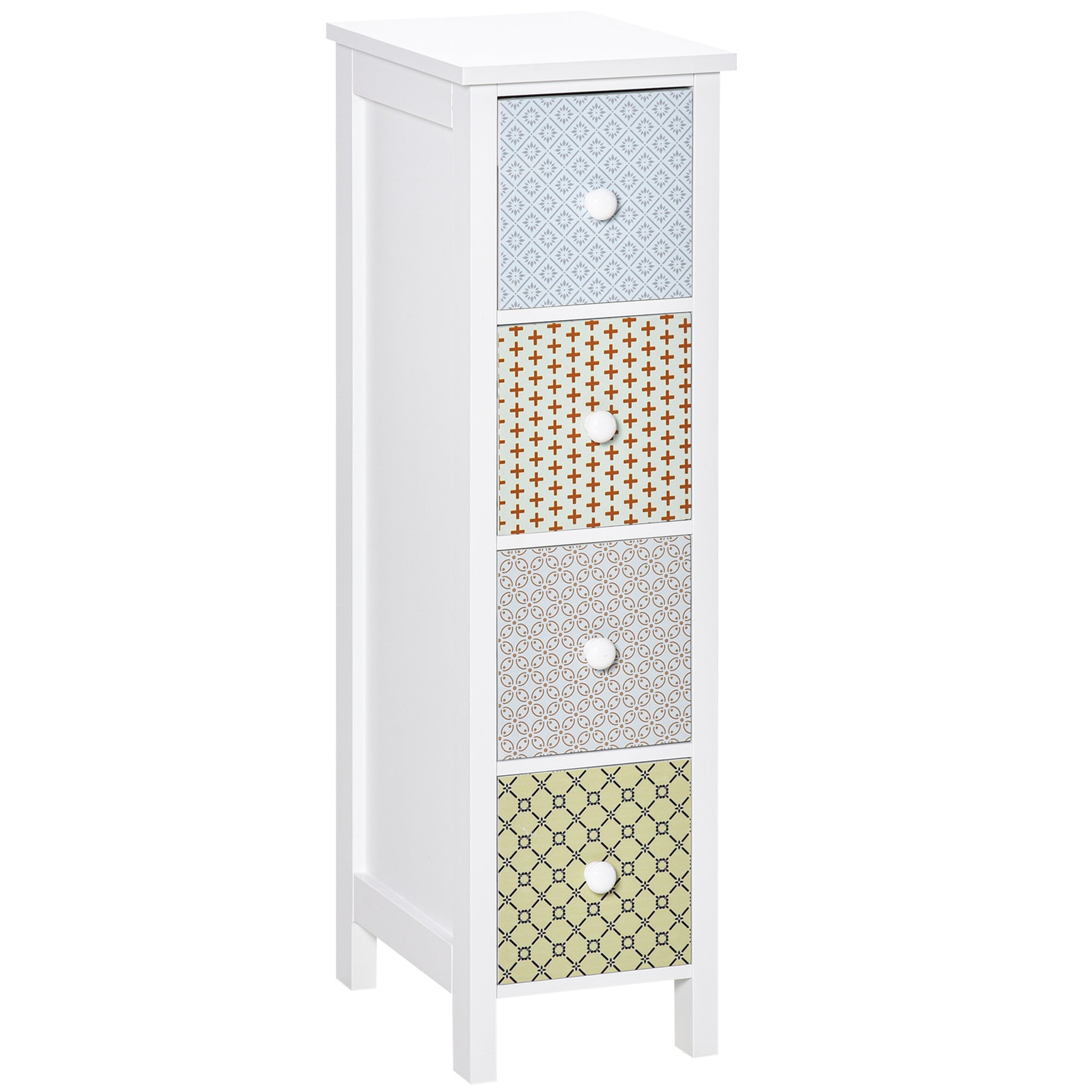 HOMCOM Chest of Drawers, 4 Drawer Dresser, Storage Organizer Toilet Tissue Cabinet for Bedroom, Bathroom - North Peak Garden Furniture