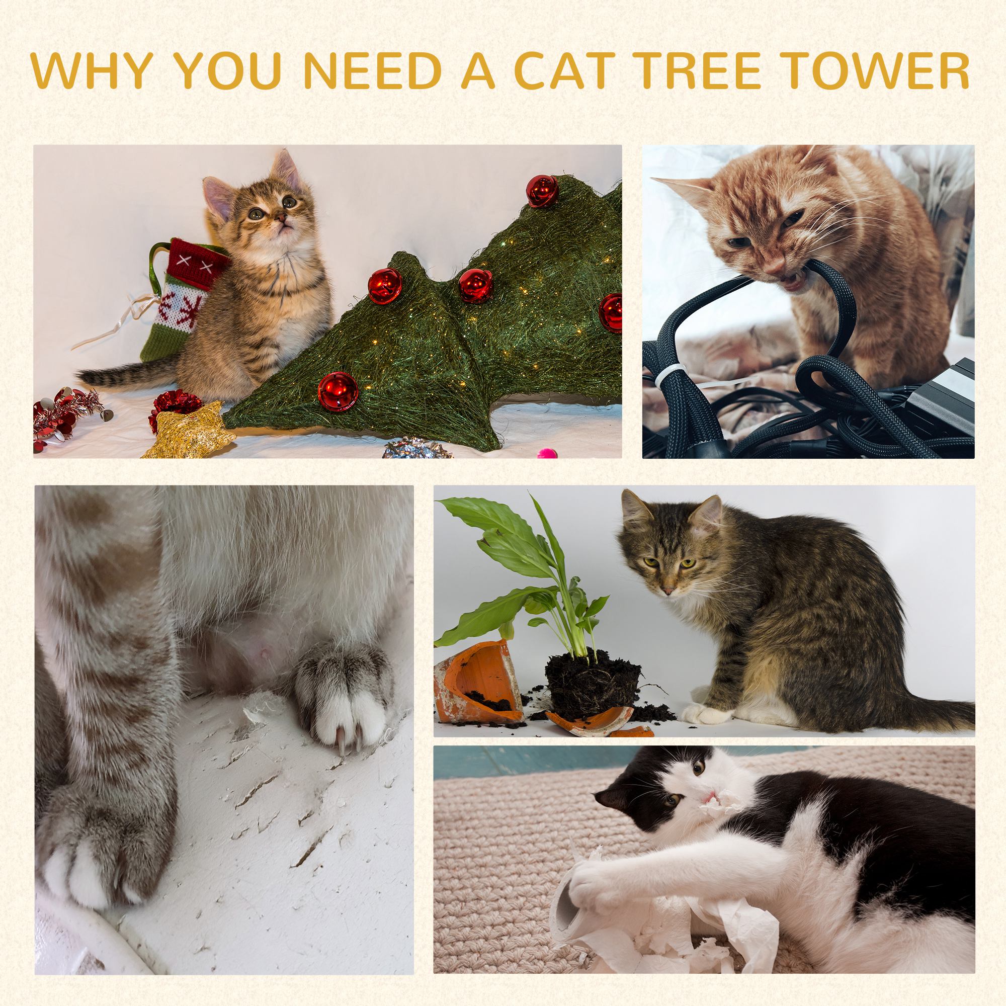 PawHut 91cm Cat Tower Scratching Posts Cat Tree for Indoor Cats Kitten Activity Centre Grey - North Peak Garden Furniture