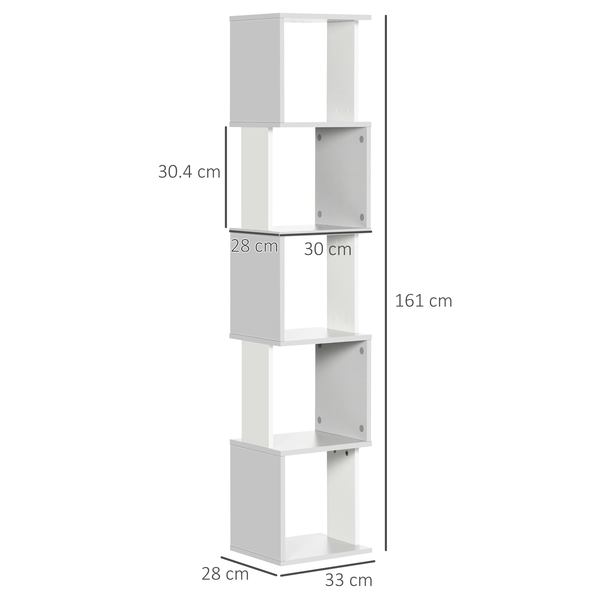 HOMCOM Modern 5-Tier Bookshelf, Freestanding Bookcase Storage Shelving for Living Room Home Office Study, White and Light Grey - North Peak Garden Furniture
