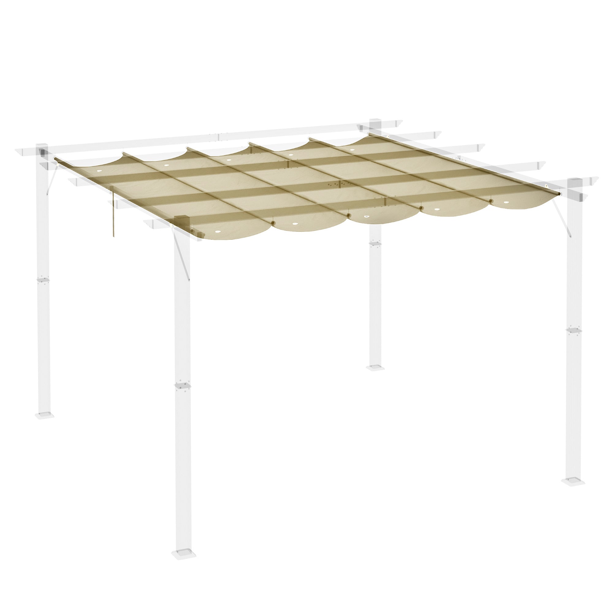 Outsunny Retractable Pergola Shade Cover, Replacement Canopy for 4 x 3 (m) Pergola, Retractable Roof, Beige - North Peak Garden Furniture