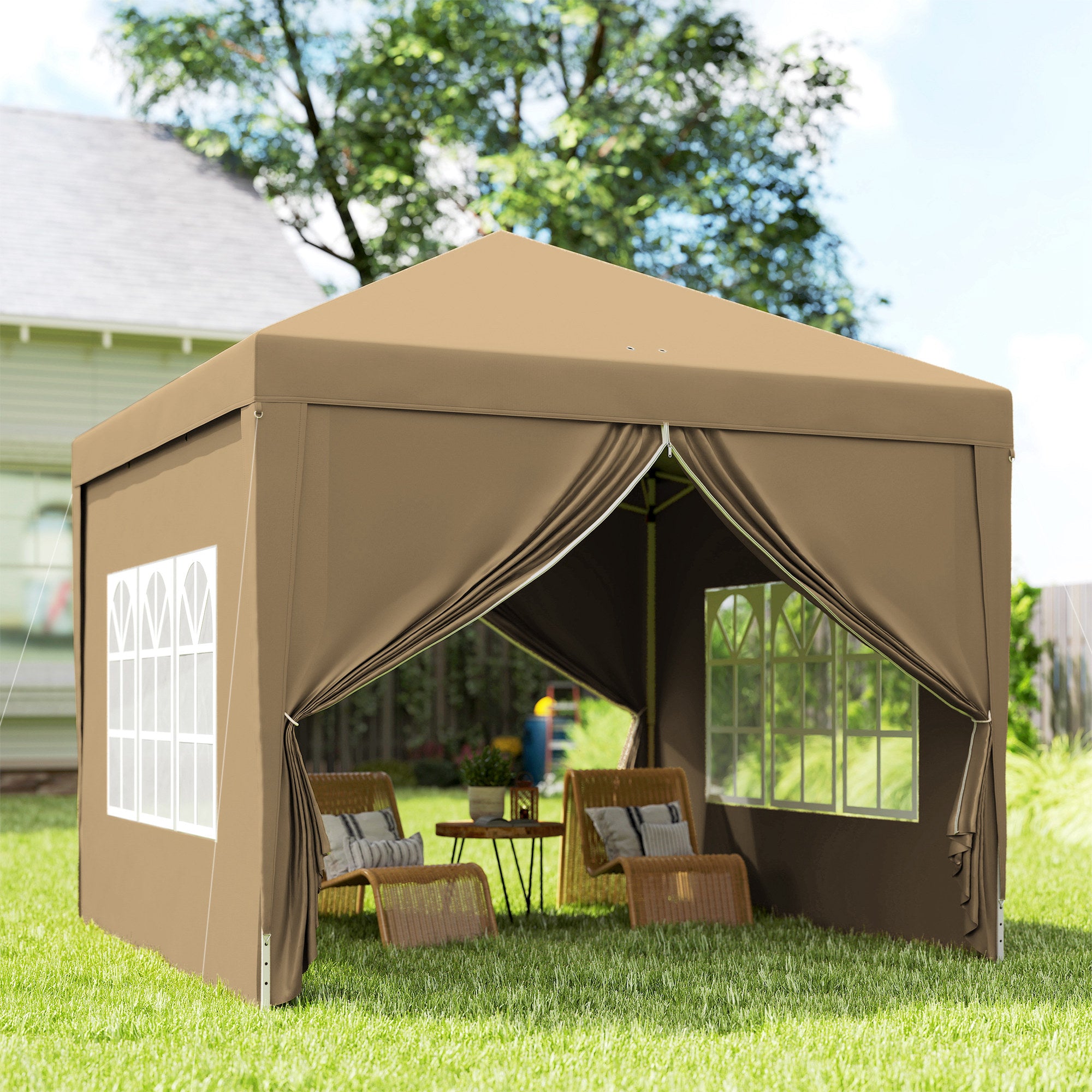 Outsunny 3 x 3(m) Pop Up Gazebo - Khaki