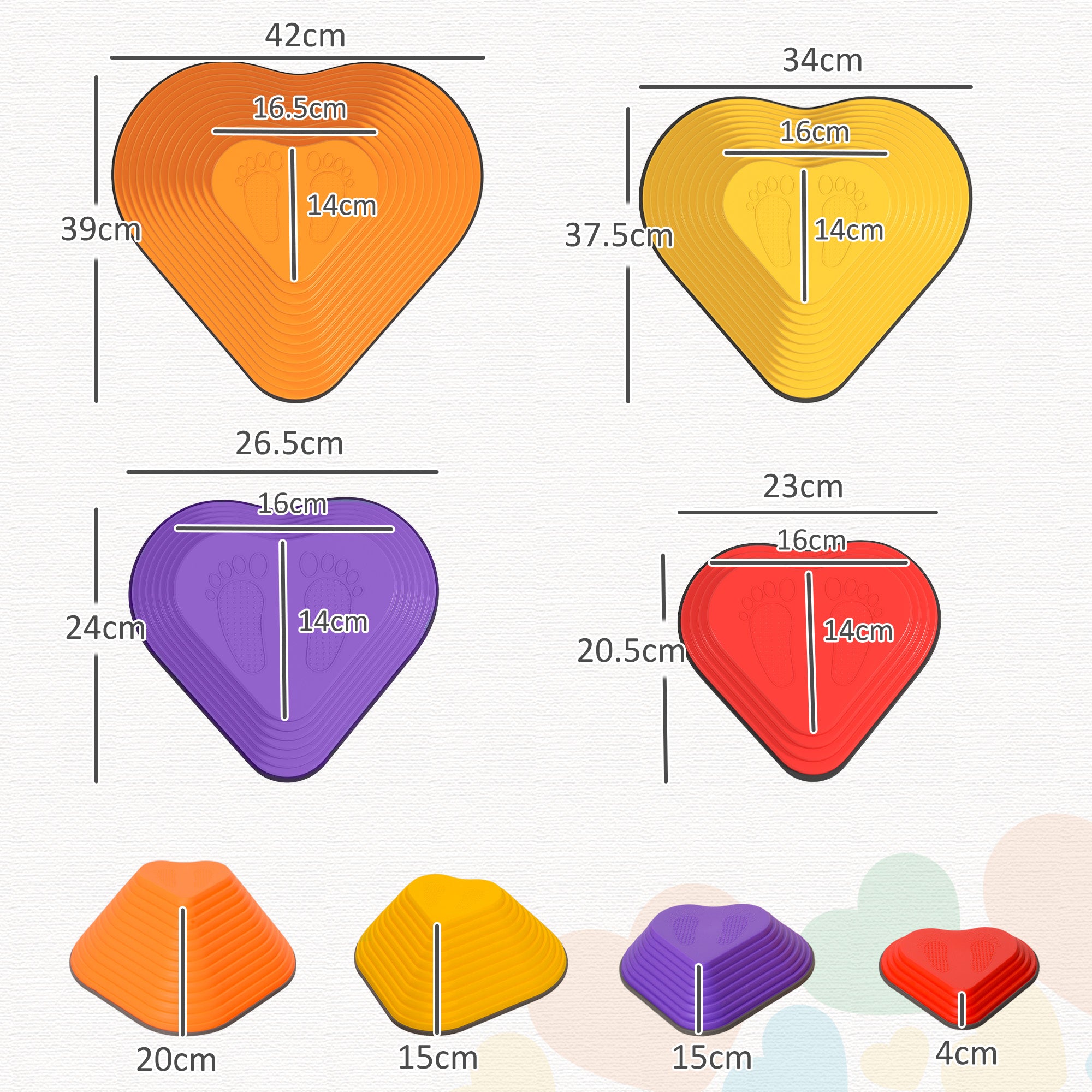 AIYAPLAY 11-Piece Heart-Shaped Kids Balance Stepping Stones and Motor Skills, Multicoloured - North Peak Garden Furniture