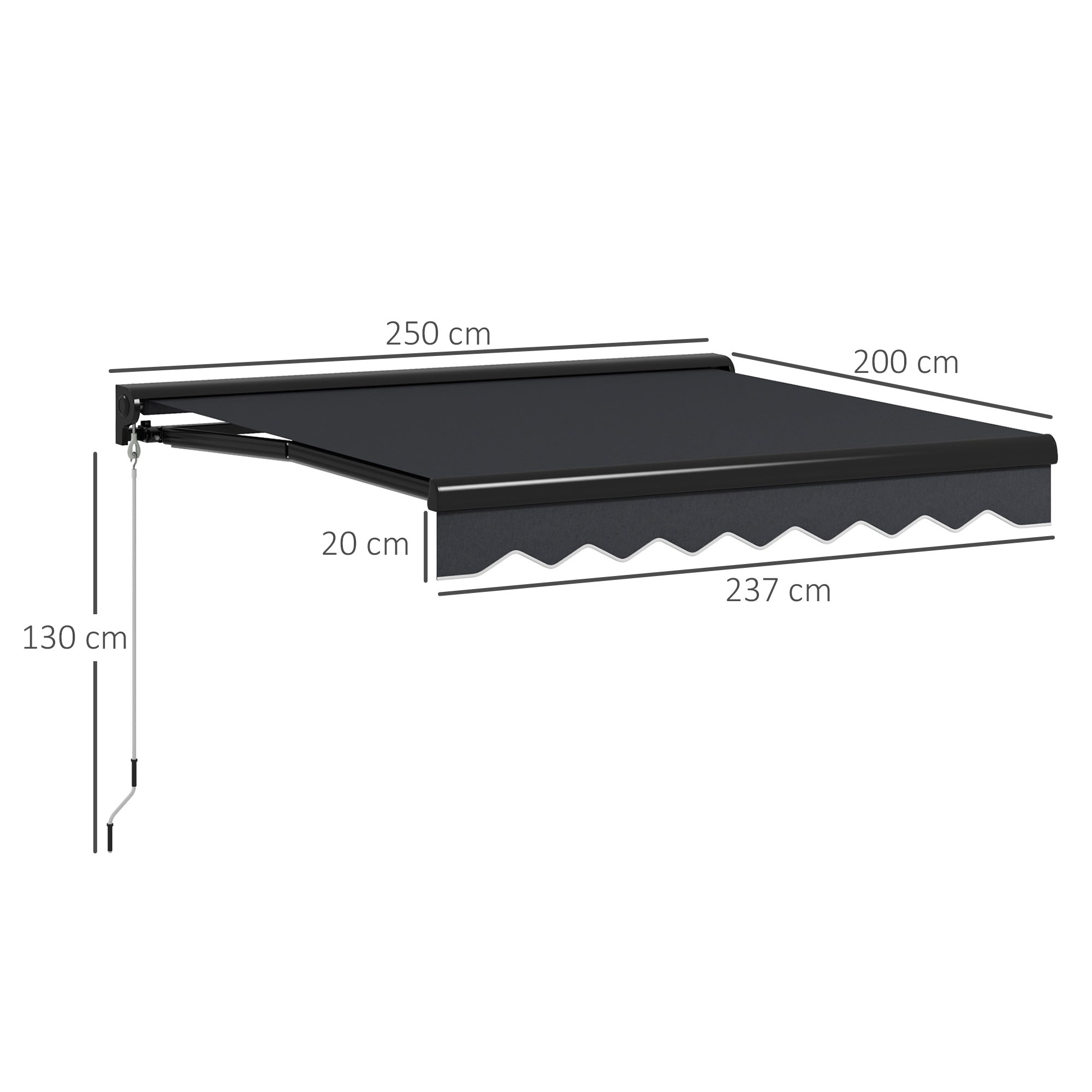 Outsunny 2 x 2.5m Electric Awning, with LED Light Strips - Grey - North Peak Garden Furniture