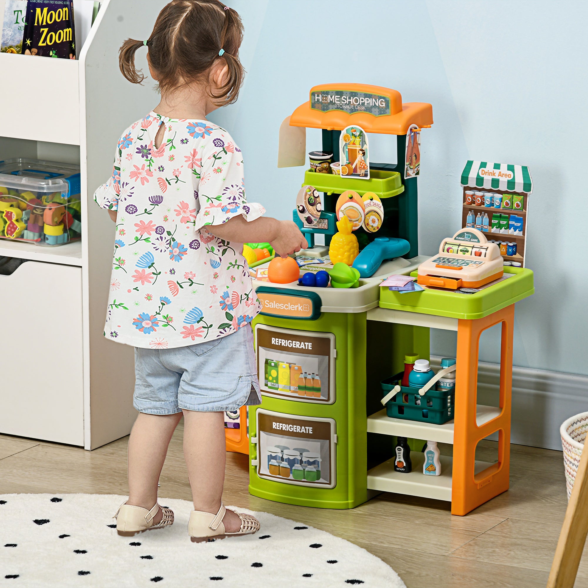 Aiyaplay Culinary Playset: Illuminated Kitchen Trolley with Realistic Sounds, Water Spritz & 49 Accessories for Budding Chefs, Multicoloured