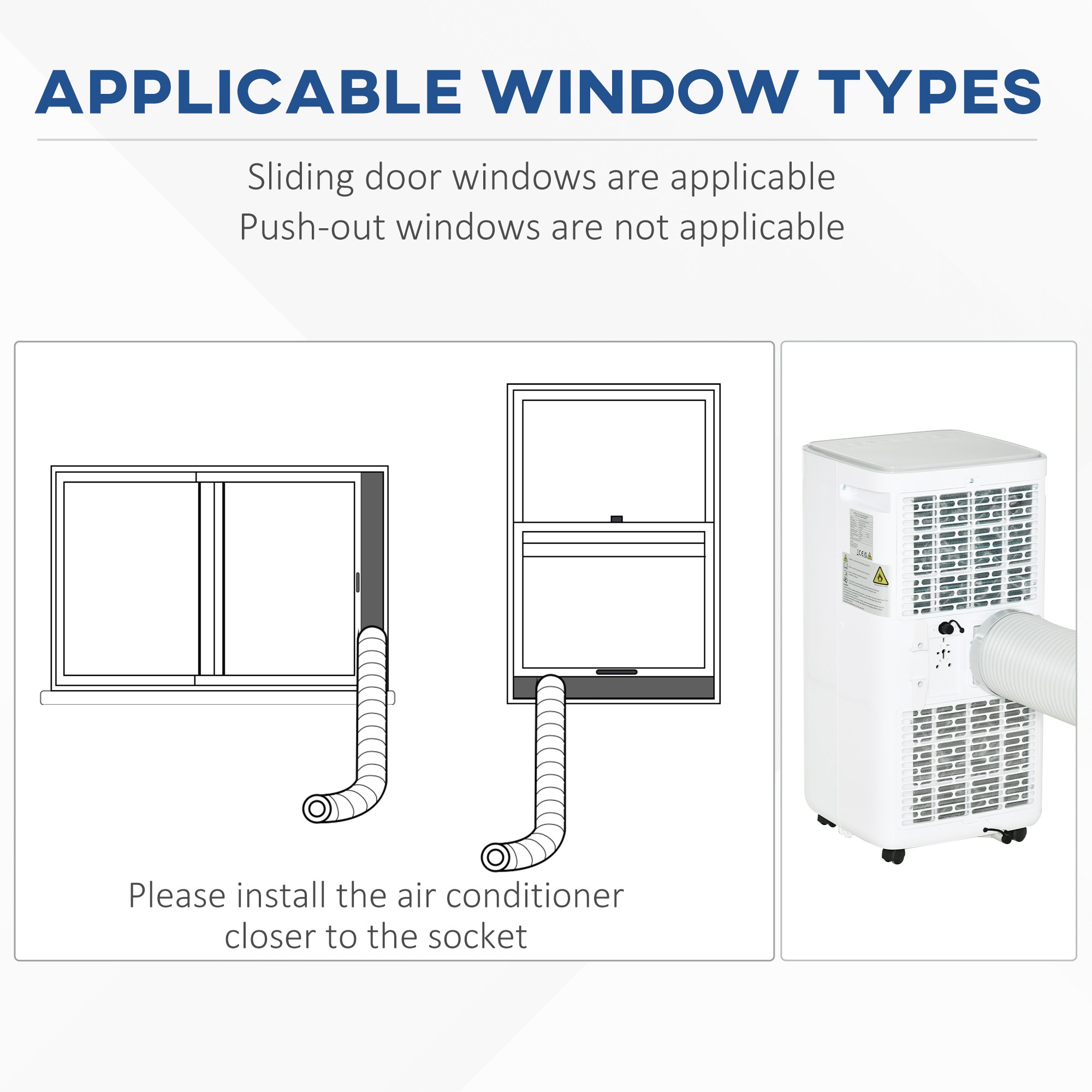 HOMCOM 7000 BTU Air Conditioning Unit, 3-in-1 Portable Air Conditioner, Dehumidifier, Cooling Fan with Remote Control, LED Display, 2 Speeds, 24H Timer, Window Venting Kit, 15m² - North Peak Garden Furniture