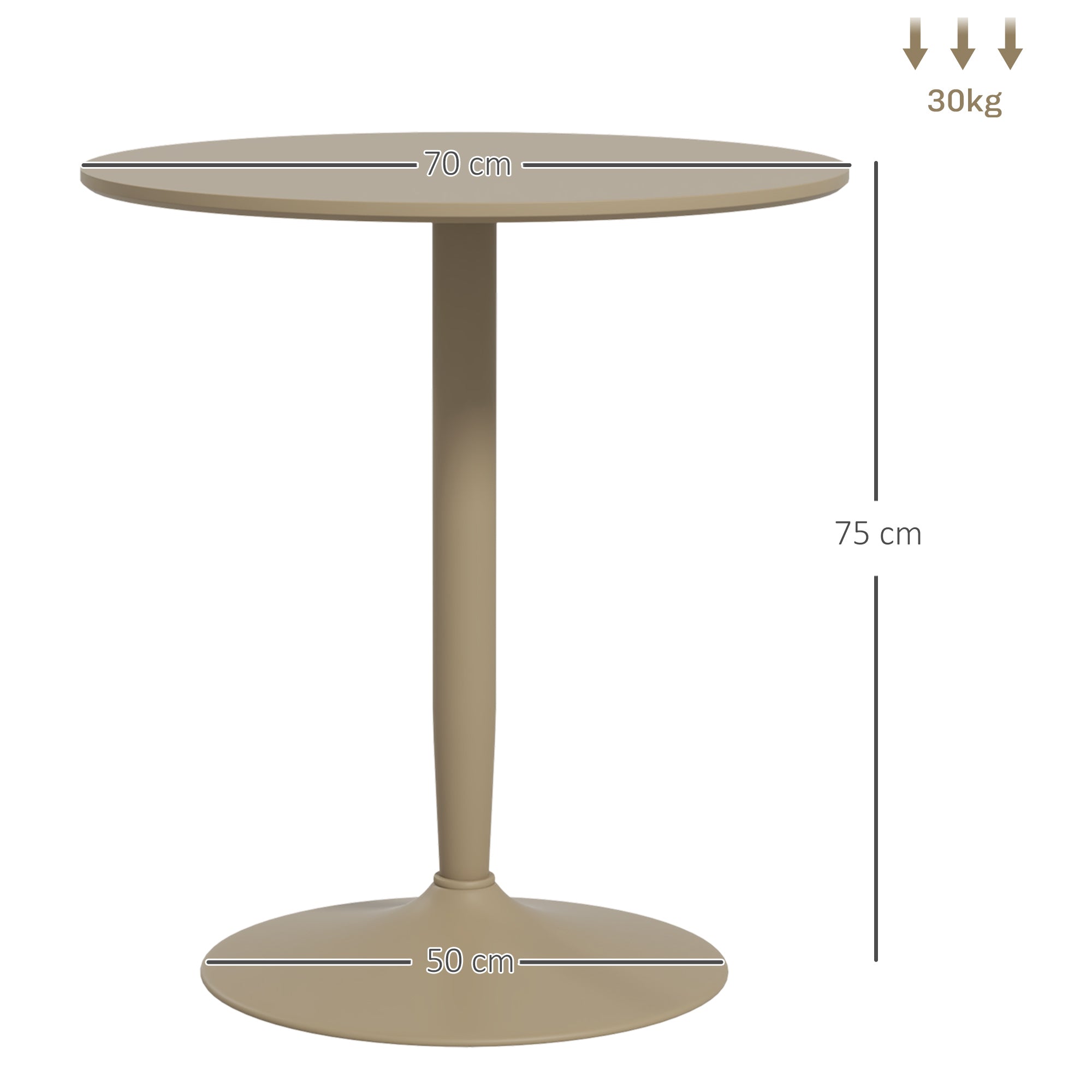 HOMCOM 75H x Φ70cm Two-Person Minimalistic Dining Table - Light Brown - North Peak Garden Furniture