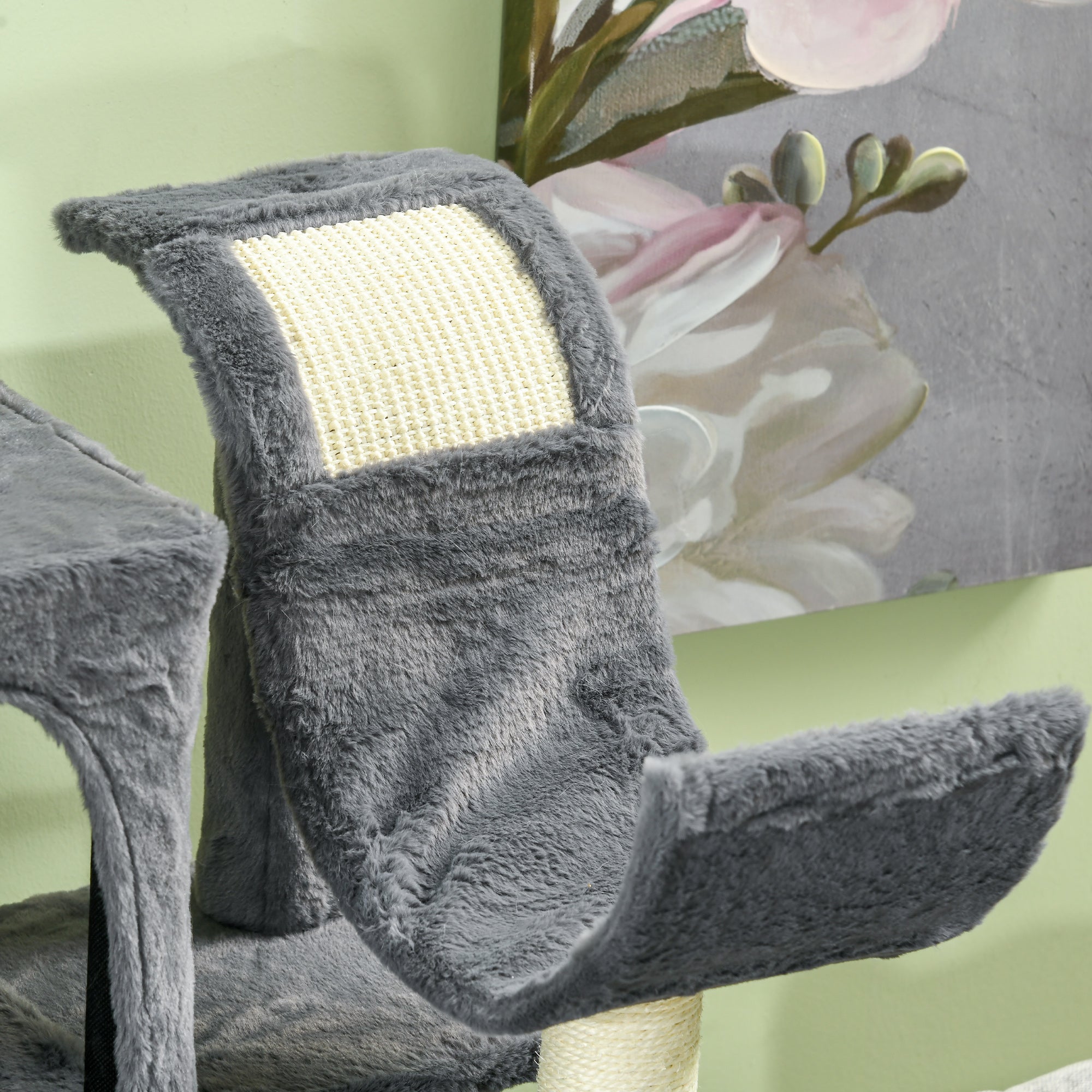 PawHut 177cm Cat Tree with Scratching Post, Hammock, Cat House - Dark Grey - North Peak Garden Furniture