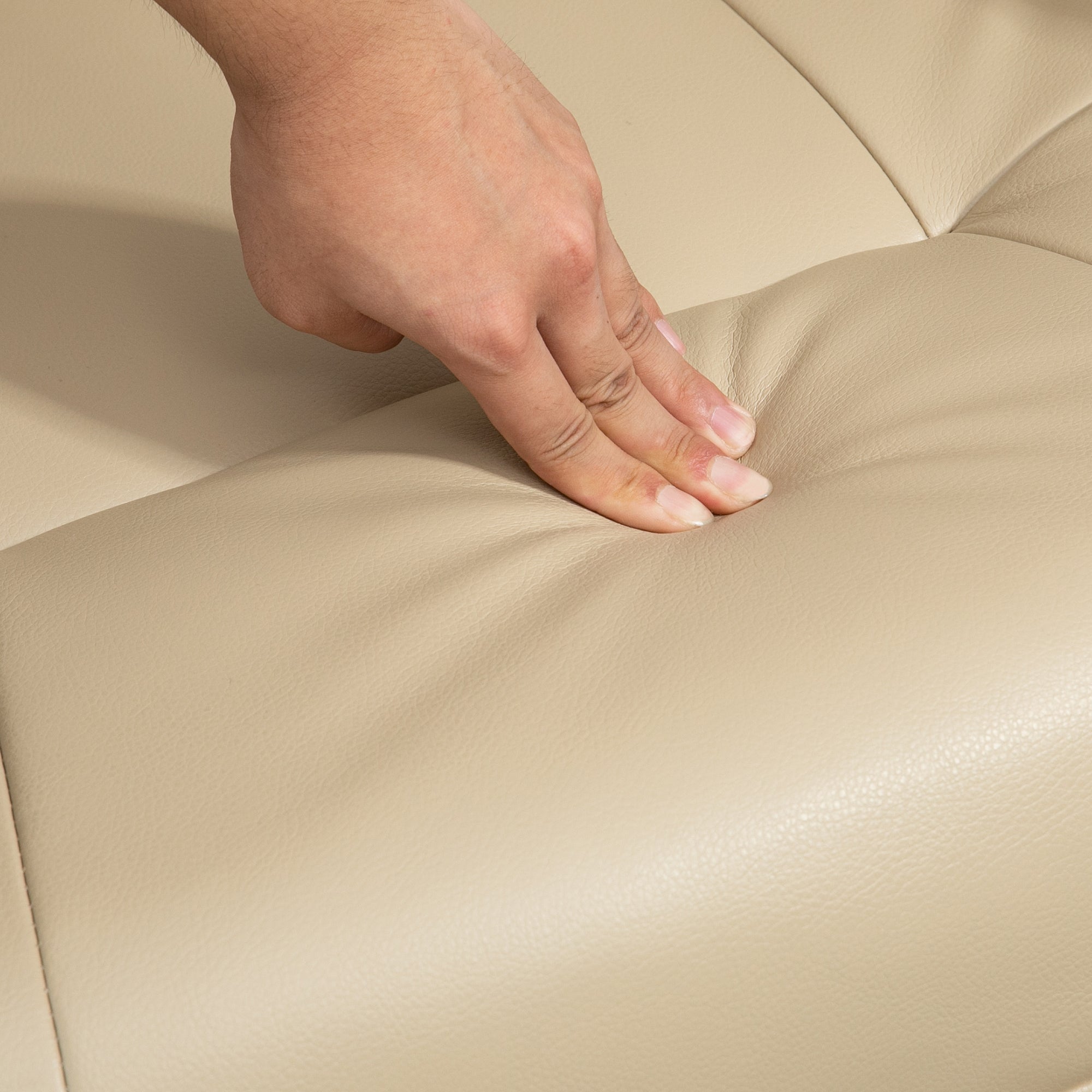 HOMCOM Faux Leather Armchair, with 145° Reclining Back and Footrest - Cream - North Peak Garden Furniture