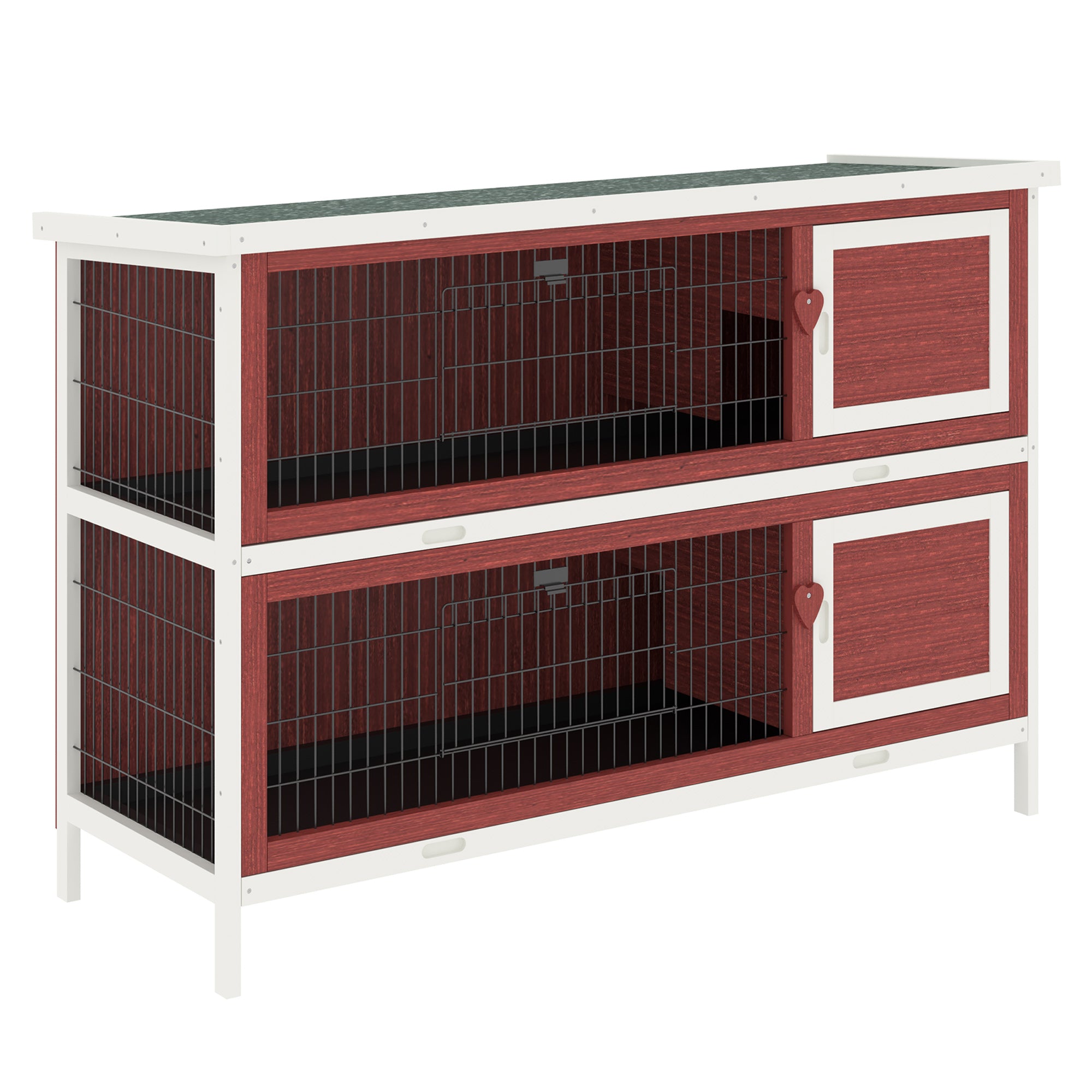 PawHut Rabbit Hutch Outdoor 2-Tier Guinea Pig Cage Bunny House Cage with No-Leak Trays for Indoor and Outdoor 136 x 50 x 93cm - North Peak Garden Furniture
