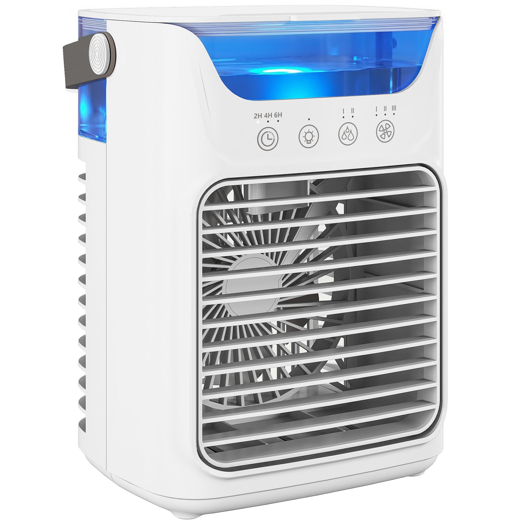 HOMCOM Desk Fan with Adjustable Head, 3-Speed Small Fan with 700ml Water Tank White