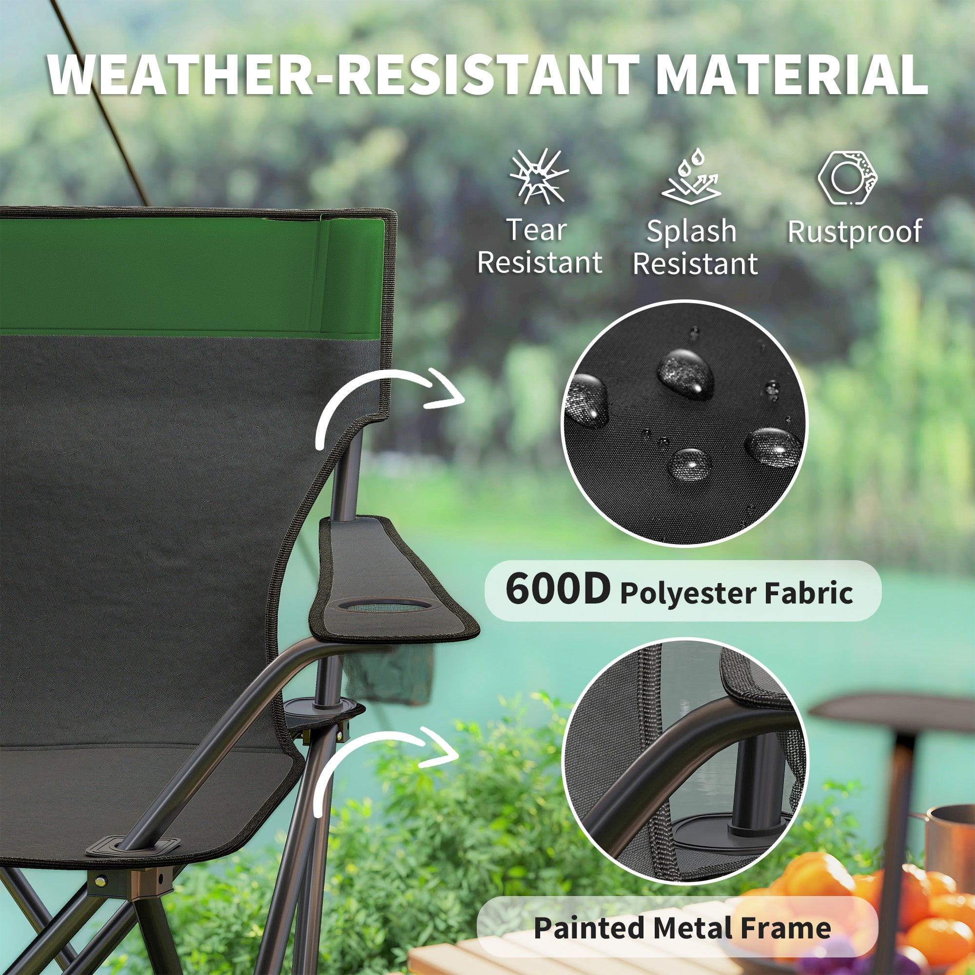Outsunny Four-Piece Portable Picnic Table Set - Green - North Peak Garden Furniture