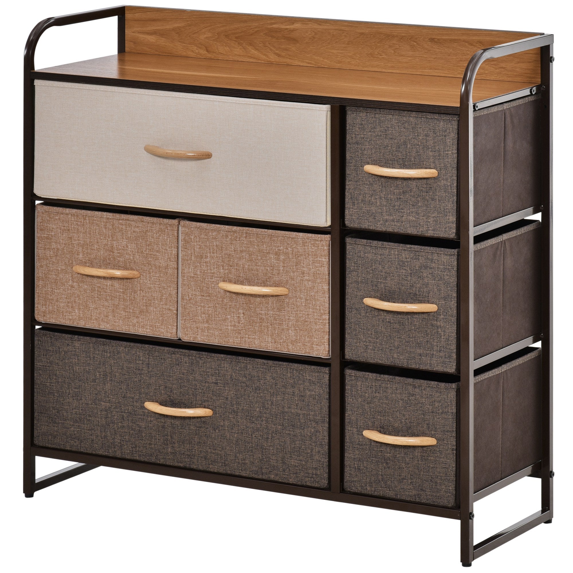 HOMCOM 7-Drawer Dresser, Fabric Chest of Drawers, 3-Tier Storage Organizer for Bedroom Hallway Entryway, Tower Unit with Steel Frame Wooden Top - North Peak Garden Furniture