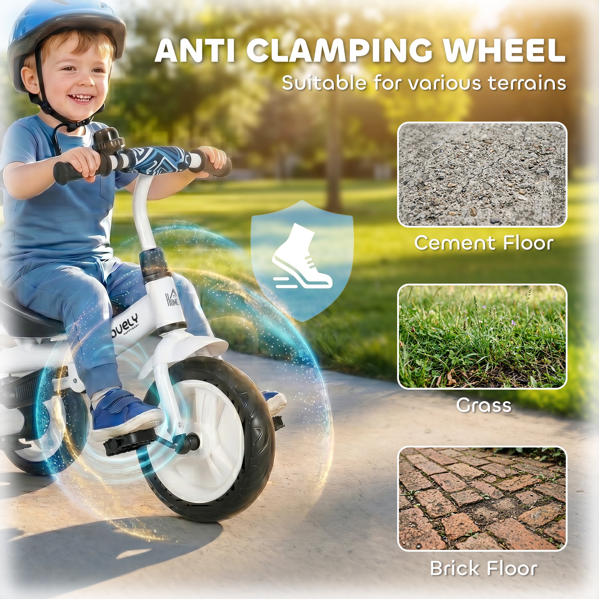 HOMCOM 6 in 1 Tricycle for Kids with 5-point harness straps, Removable Canopy, Blue