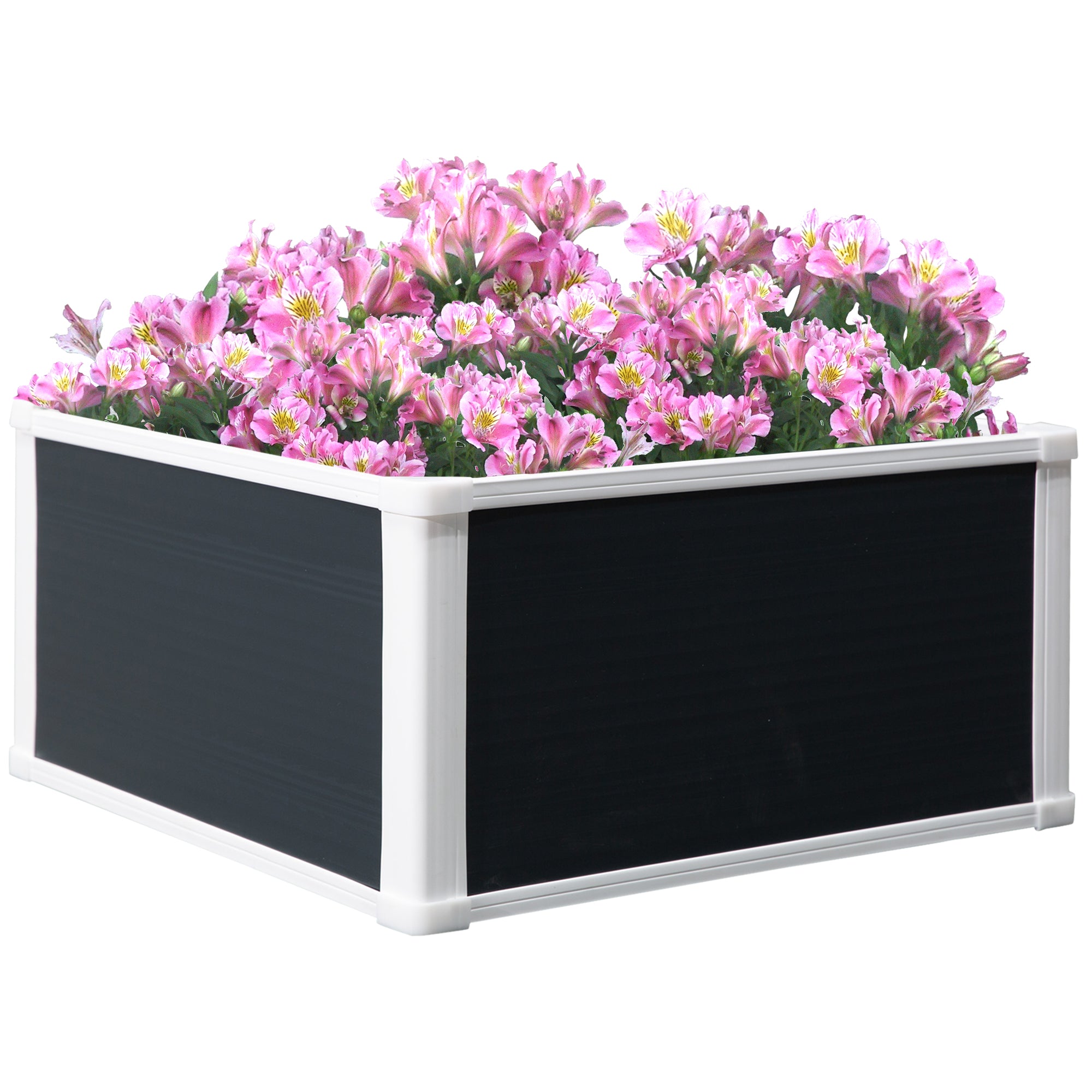 Outsunny 96L Raised Garden Bed, Weather-resistant PP Planter Box Containers for Outdoor Patio Plant Flower Vegetable, 60 x 60 x 30 cm