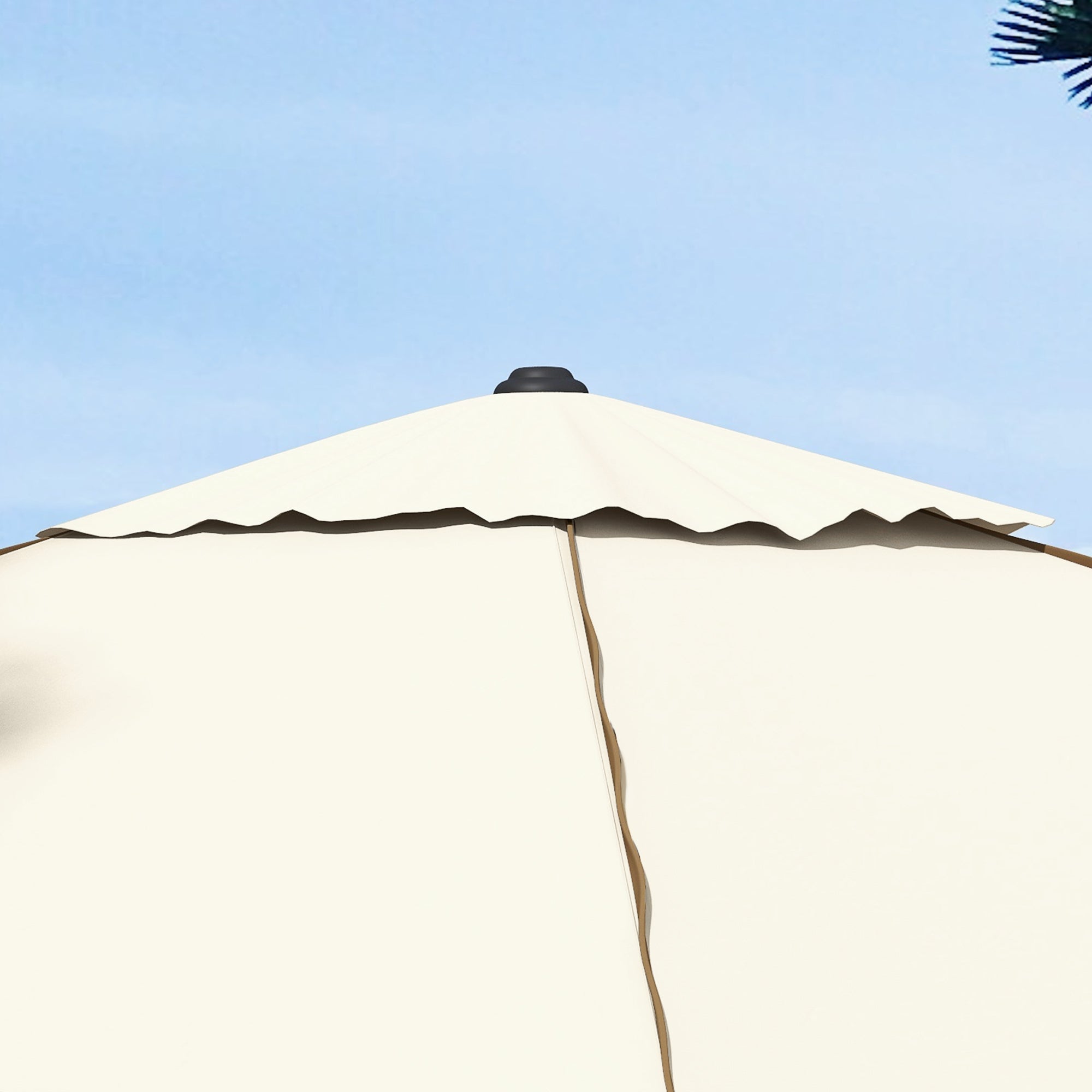Outsunny 215cm Square Canopy Parasol, with Contrast Piping - Beige/Brown - North Peak Garden Furniture