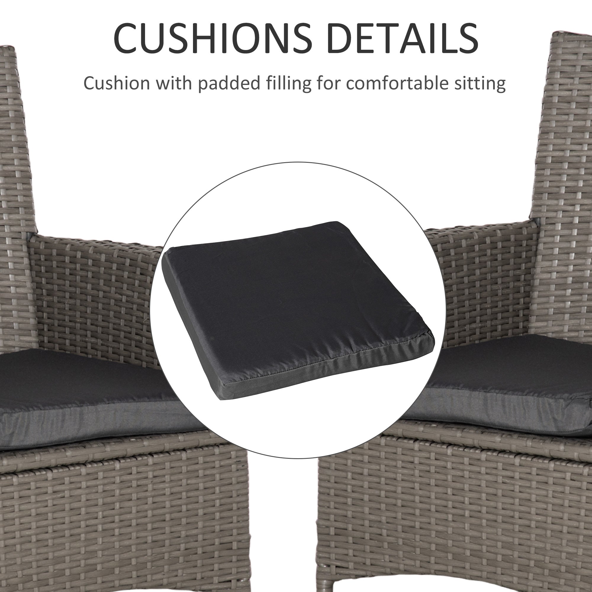 Outsunny Set of Four Rattan Armchairs, with Cushions - Grey - North Peak Garden Furniture
