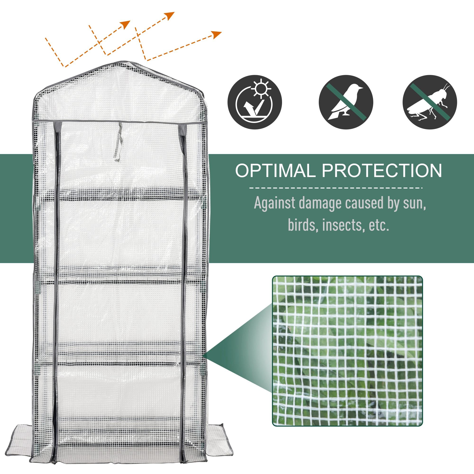Outsunny 4 Tiers Mini Portable Greenhouse Compact Plant Grow Shed Metal Frame PE Cover 160H x 70L x 50Wcm - North Peak Garden Furniture