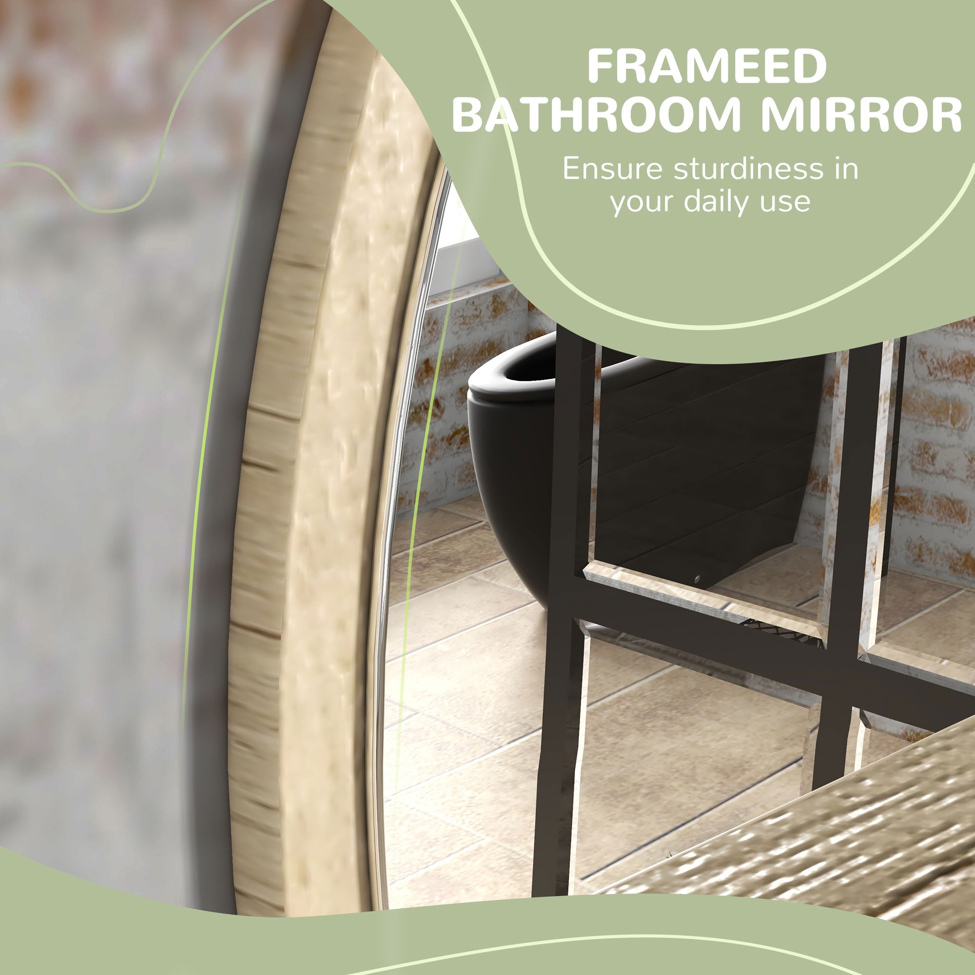 kleankin 45cm Round Home Mirror, with Shelf - Natural Wood Effect - North Peak Garden Furniture