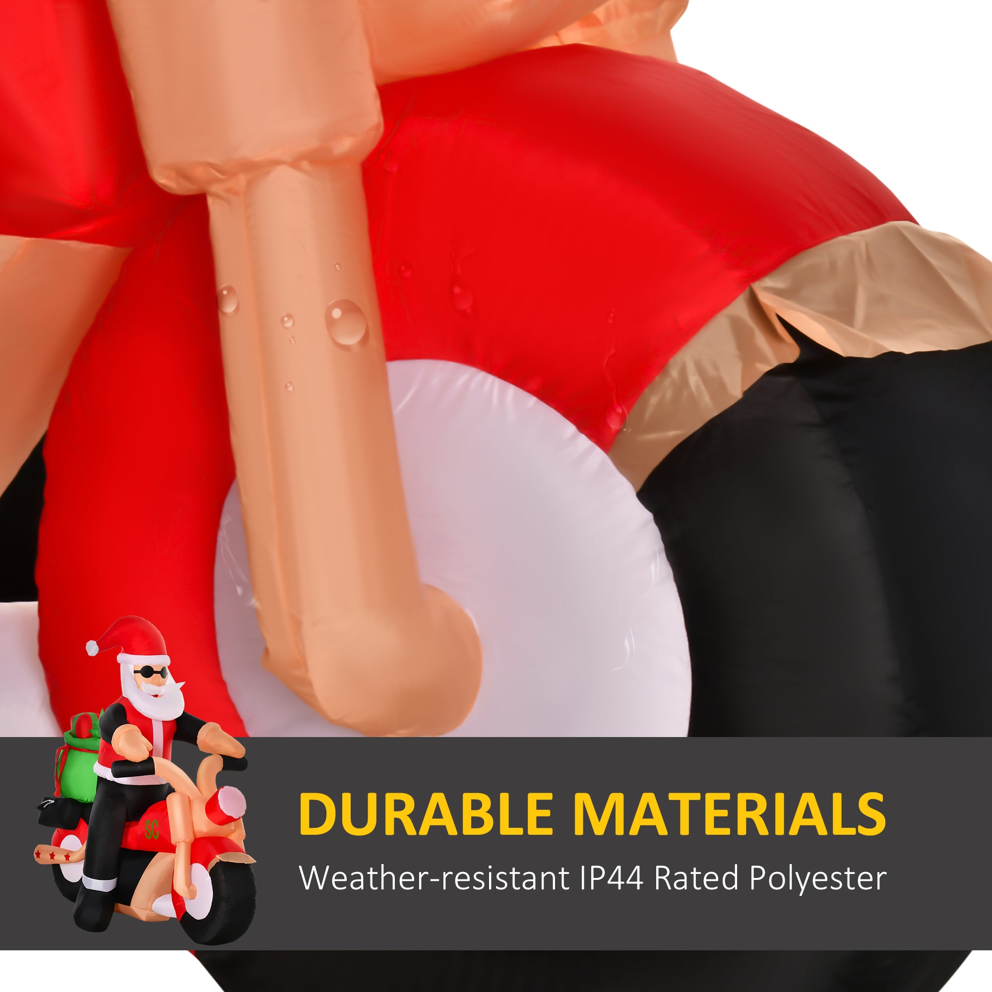 HOMCOM 5.5ft Christmas Inflatable Santa Claus Riding a Motorcycle Blow Up Decoration Xmas Décor for Garden - North Peak Garden Furniture