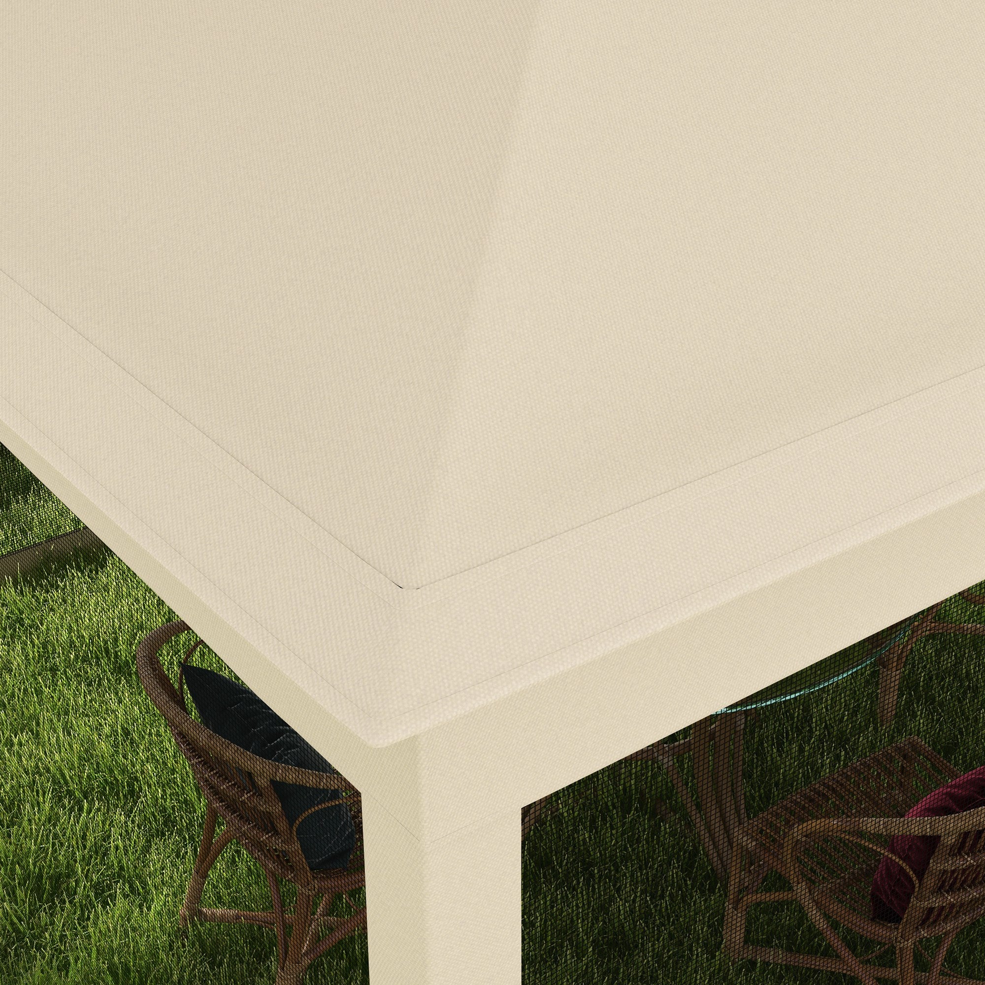Outsunny 3 x 3(m) Pop Up Gazebo, Double-roof Garden Tent with Netting and Carry Bag, Party Event Shelter for Outdoor Patio, Cream White - North Peak Garden Furniture