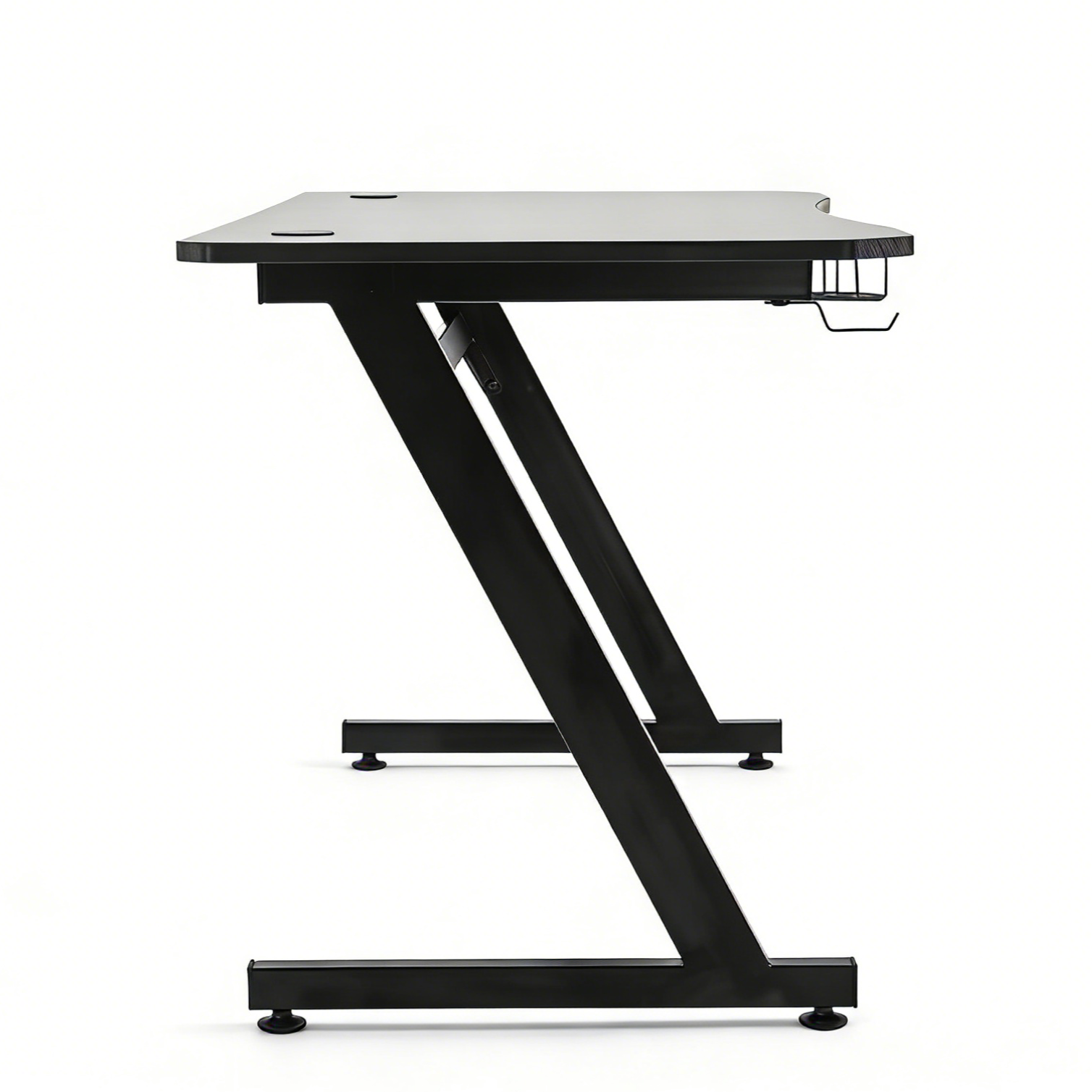 HOMCOM Gaming Desk 120 x 65 cm Steel Frame with Cup Holder, Headphone Hook, Adjustable Feet and Cable Organiser, Home Office Computer Table, Black