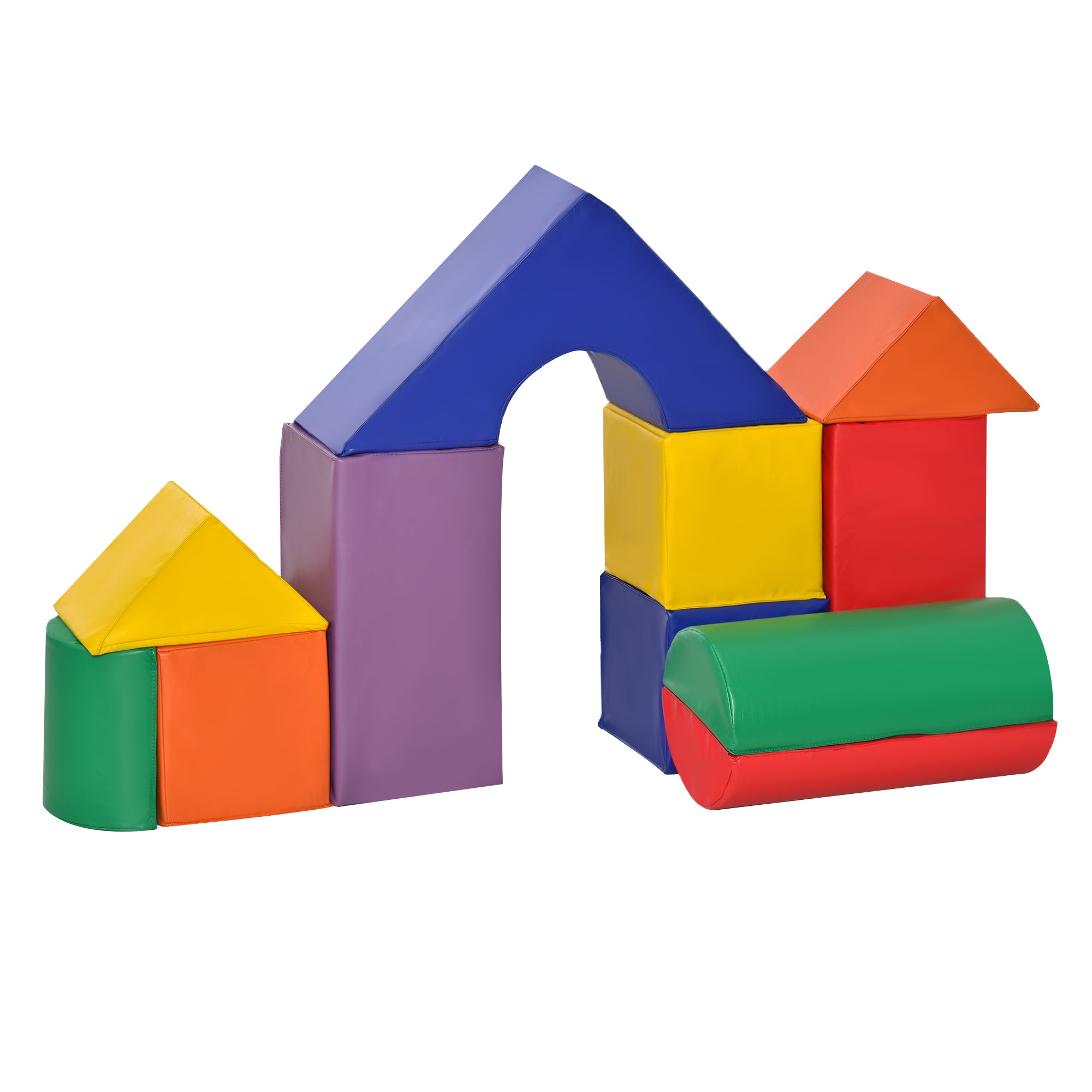 HOMCOM 11 Piece Soft Play Equipment for Toddlers, Soft Play Set Kids Foam Blocks Toys for Climb and Crawl, Multi-colored - North Peak Garden Furniture