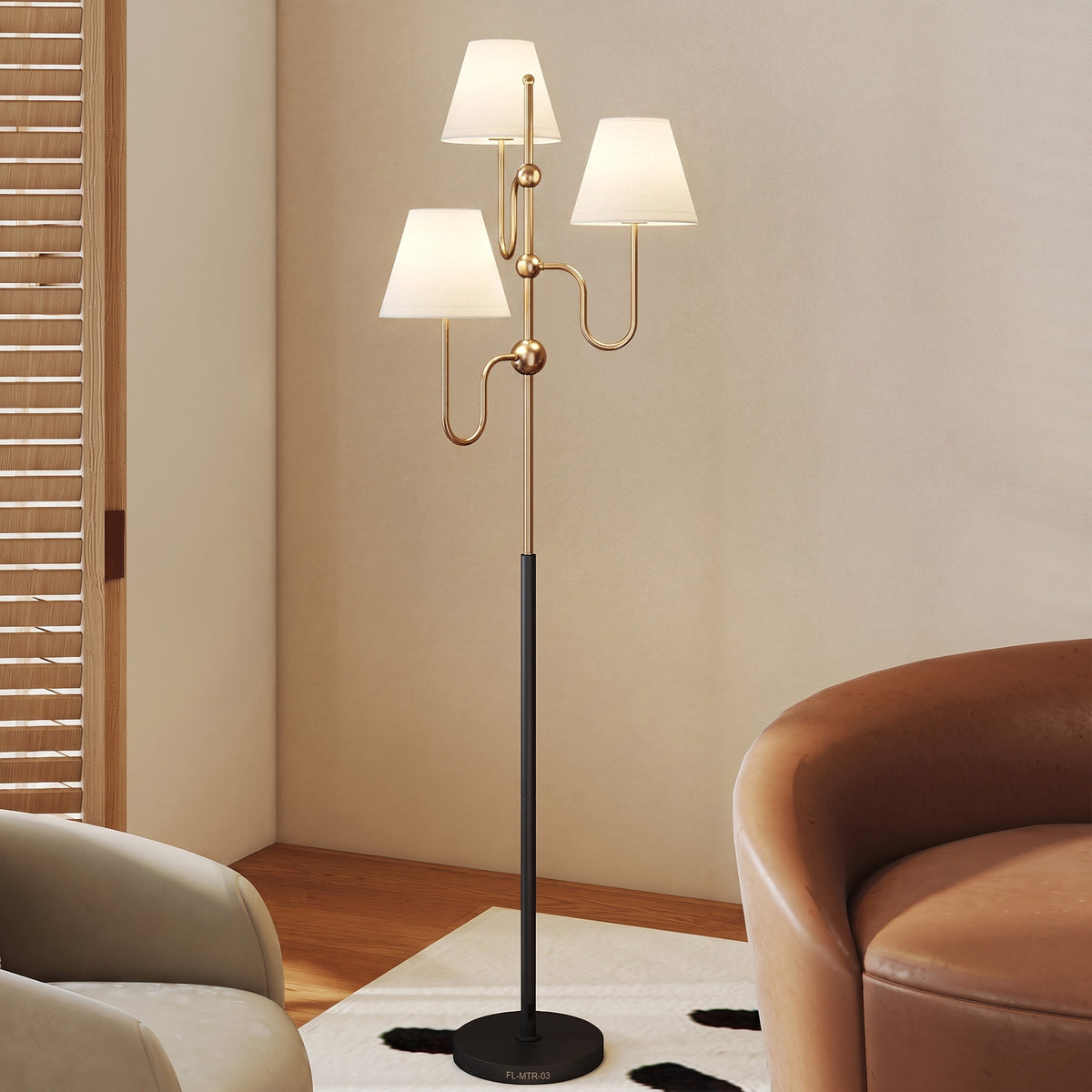 HOMCOM Floor Lamp, 165 cm Tall Standing Lamp with 3 Light and Foot Switch for Living Room, Bedroom, Bedside, Office, E27 Base Without Bulb (40W Max)