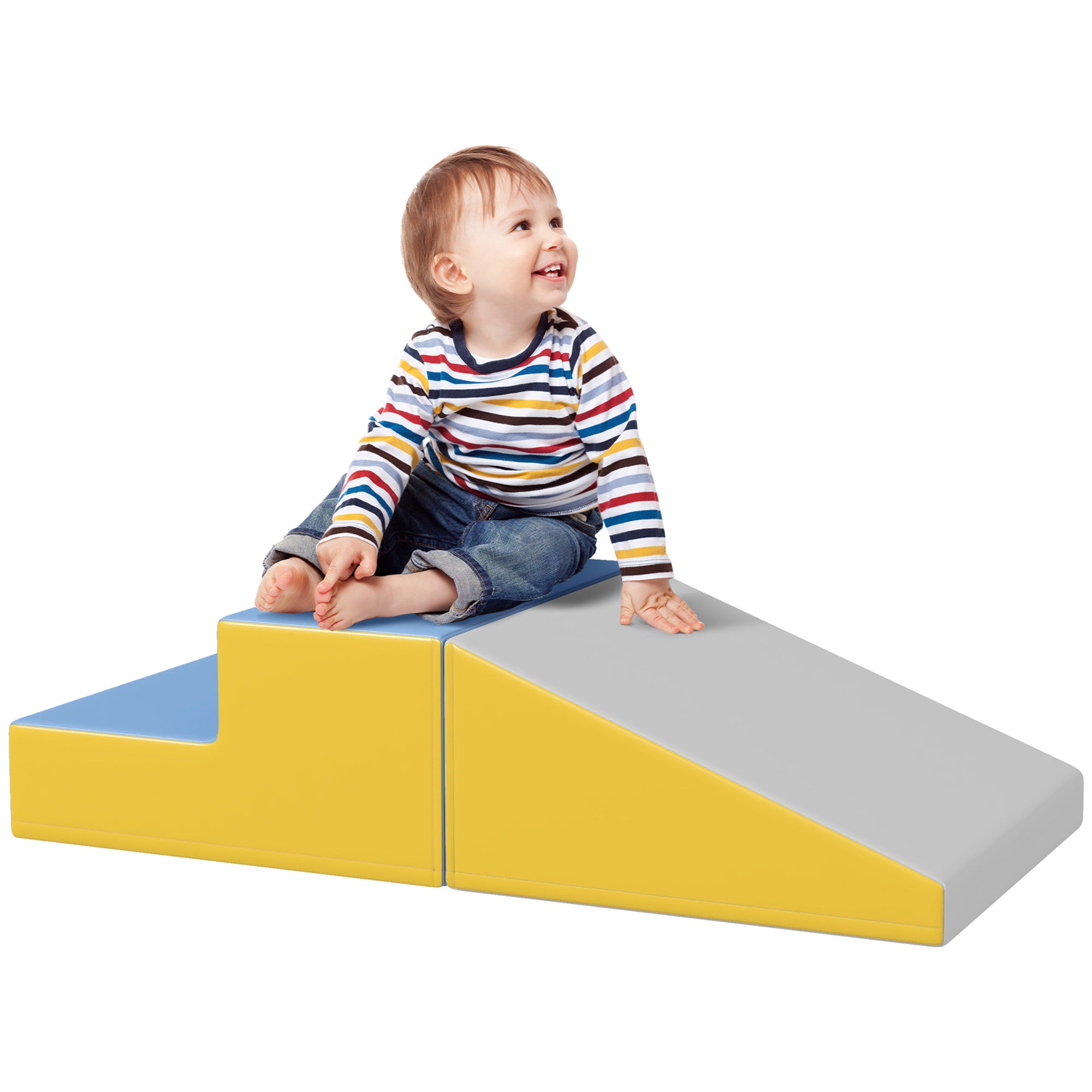 HOMCOM 2 Piece Soft Play Set for Toddler Climb and Crawl, for 12-36 Months, Grey - North Peak Garden Furniture