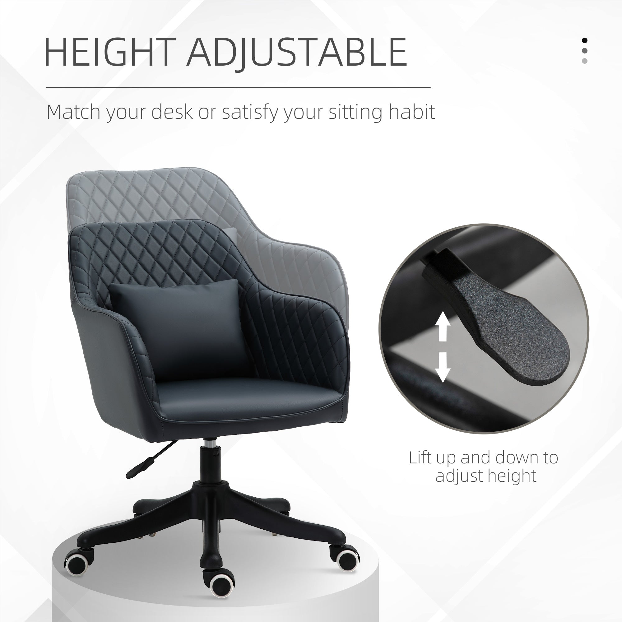 Vinsetto Velvet Office Chair, Desk Chair, Makeup Vanity Chair with Massage Lumbar Pillow and Rolling Wheels for Bedroom and Home, Deep Blue - North Peak Garden Furniture
