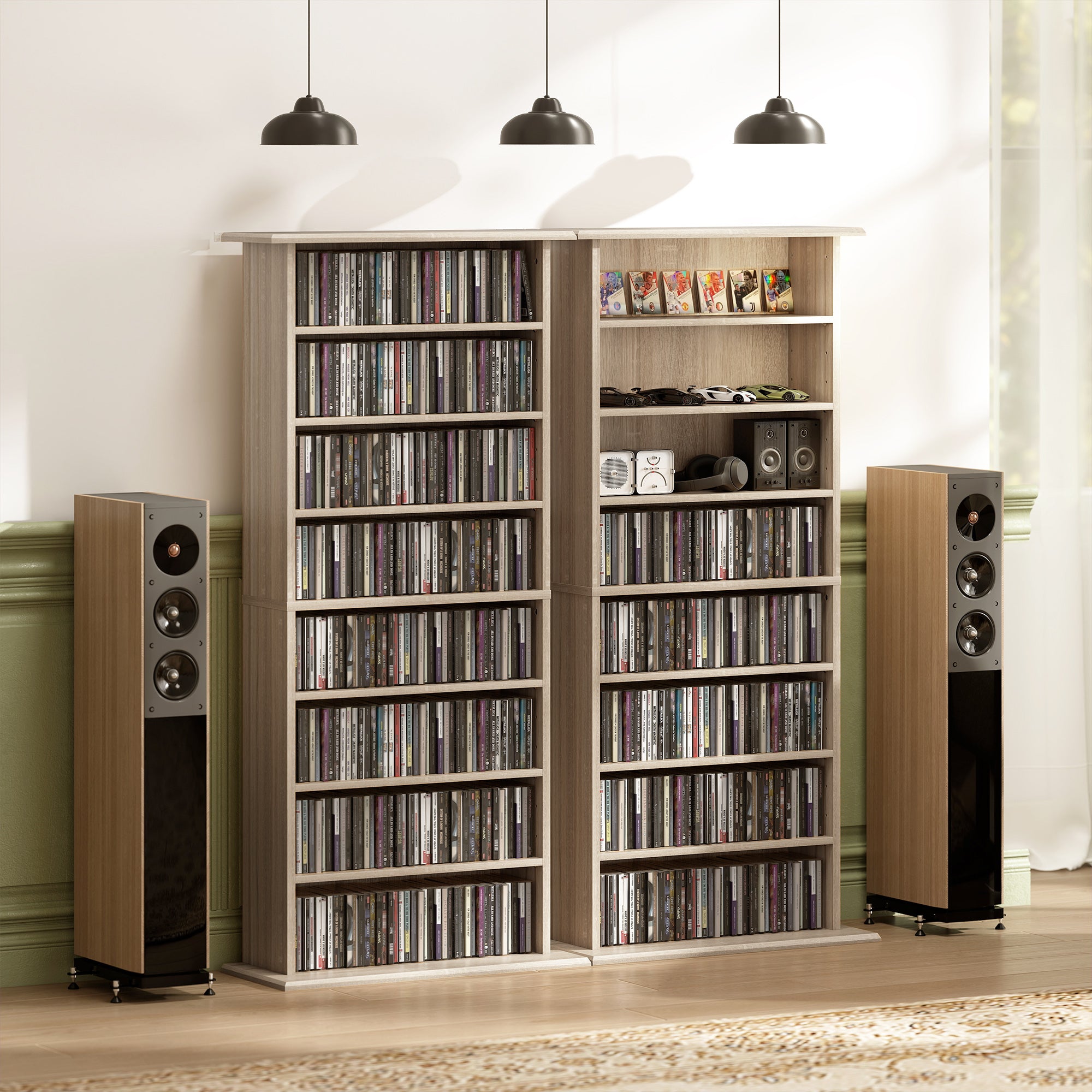 HOMCOM 360 CD Storage Unit - Natural Wood Finish